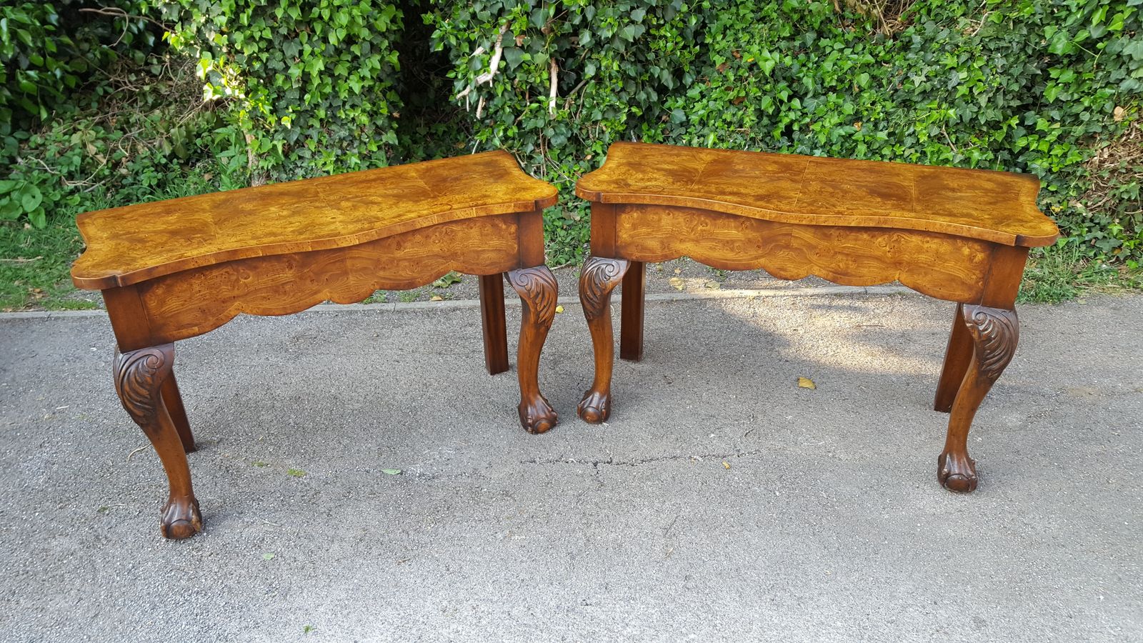 Pair Of Burr Walnut Hall Tables photo vinterior