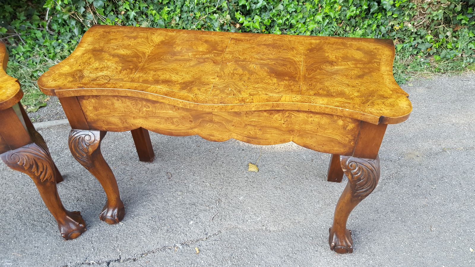 photo furniture Pair Of Burr Walnut Hall Tables