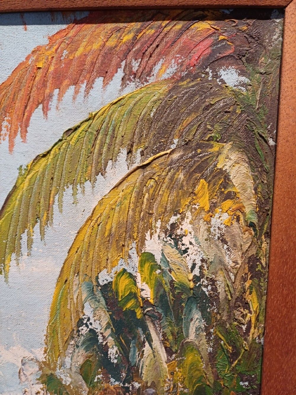 Oil On Canvas Of An African Village Scene   Indistinctly Signed Dma photo vintage