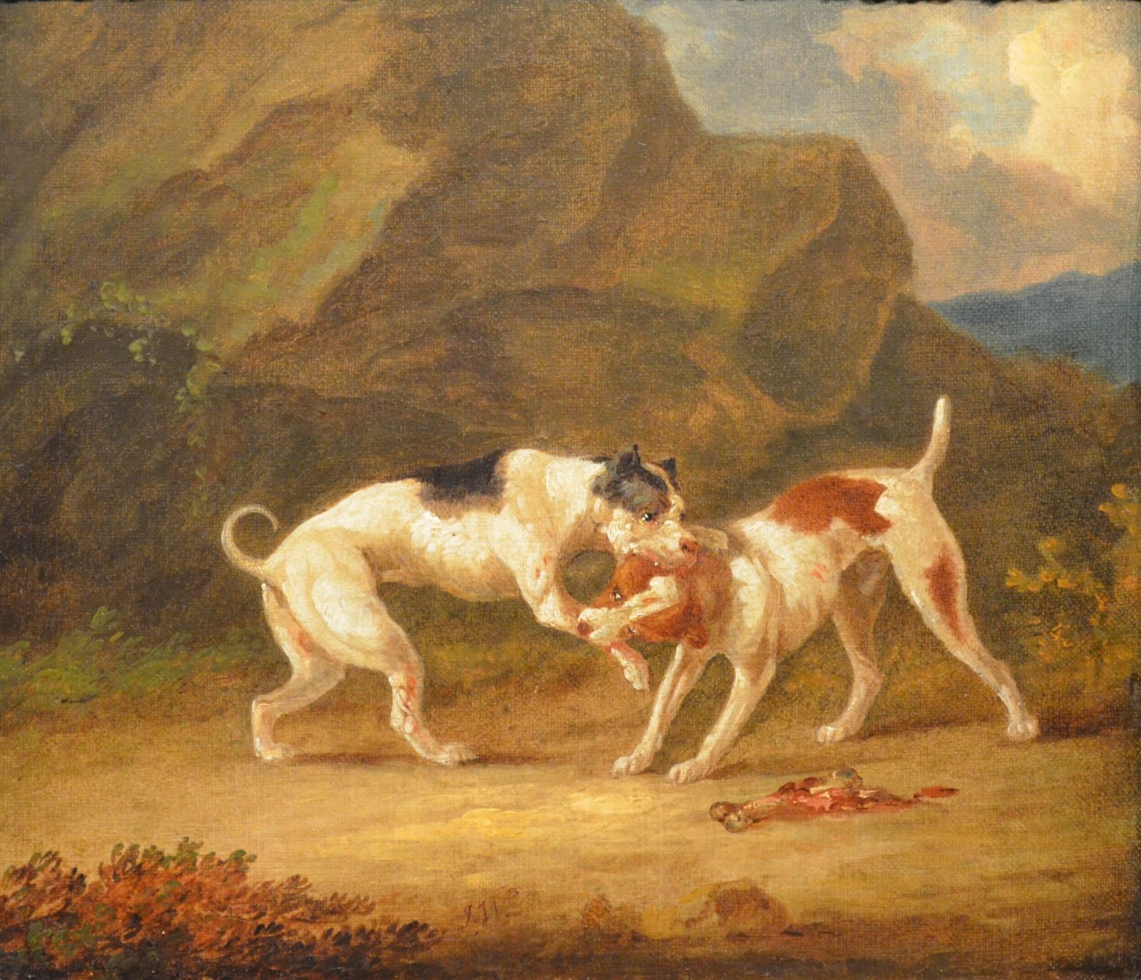 Fabulous Oil Painting Of Fighting Dogs By James Ward Ra 1769   1859 photo for sale