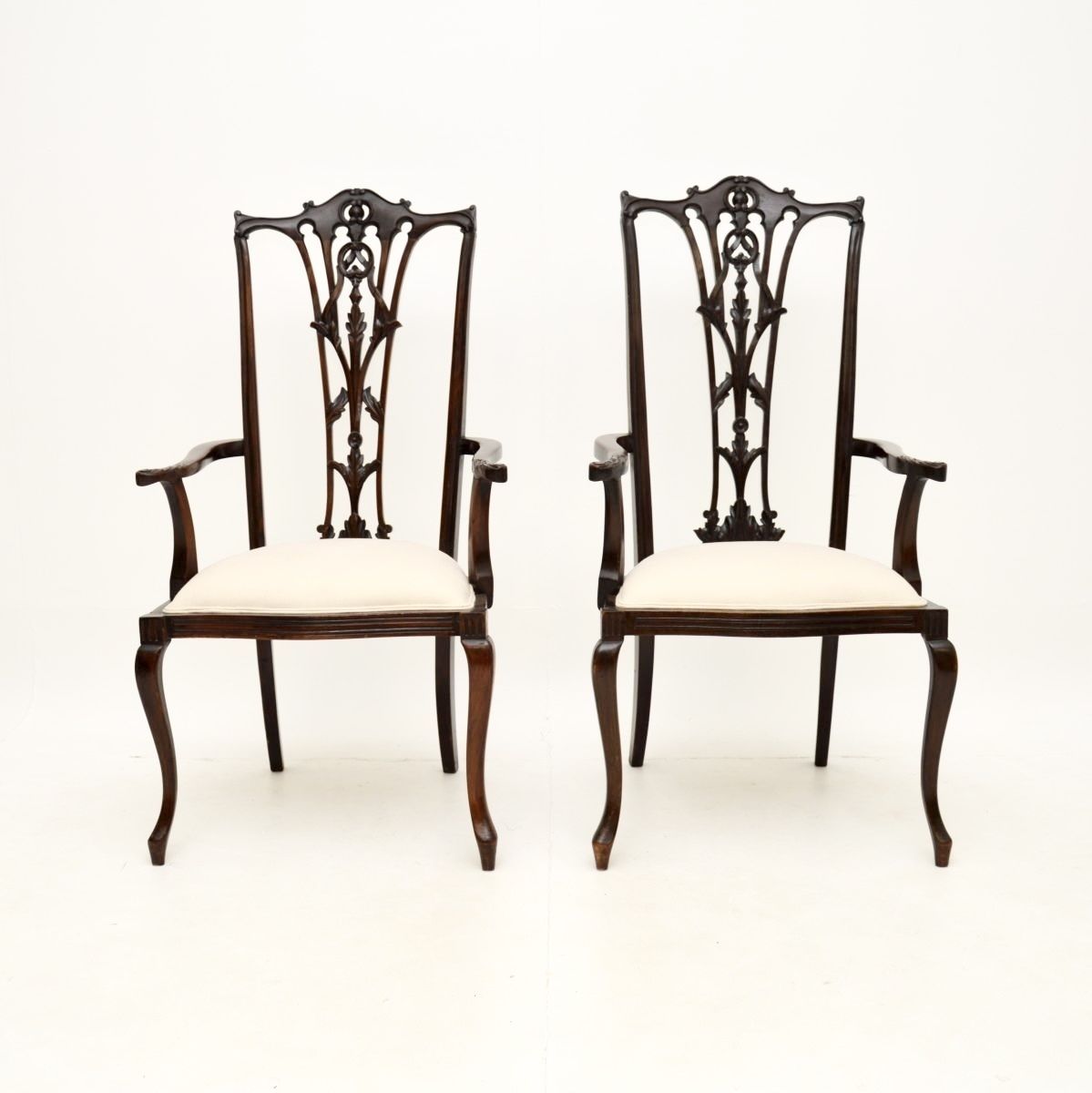 Pair Of Antique Mahogany Chippendale Style Armchairs photo furniture