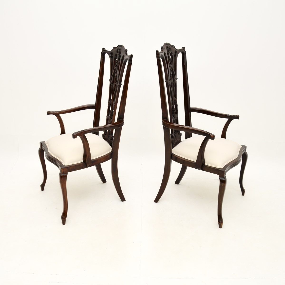 Pair Of Antique Mahogany Chippendale Style Armchairs photo for sale