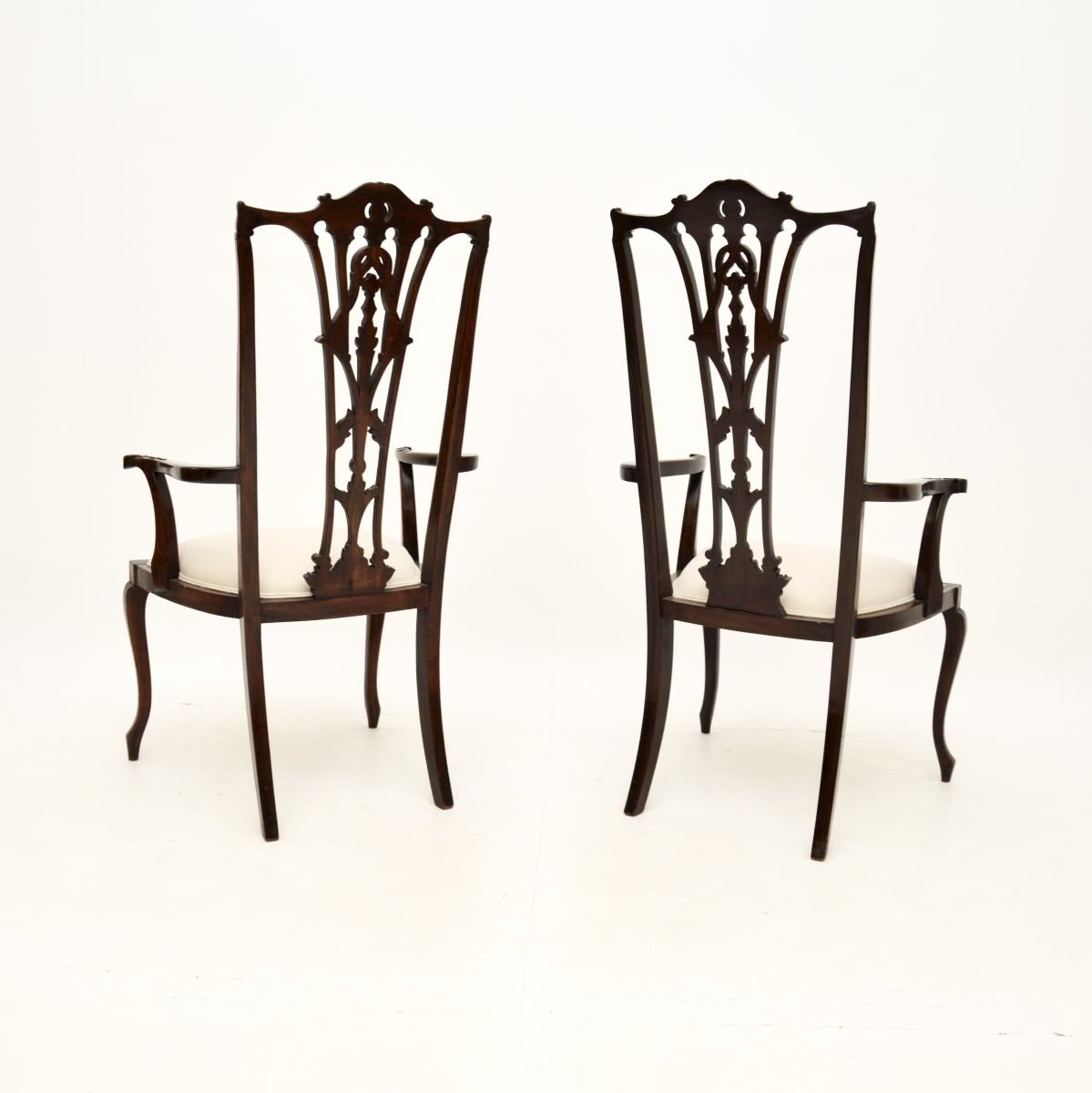 Pair Of Antique Mahogany Chippendale Style Armchairs photo Furniture