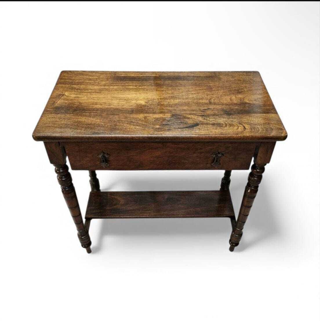 Vintage Hall Table / 1970s / Turned Legs / Original Finish photo Furniture