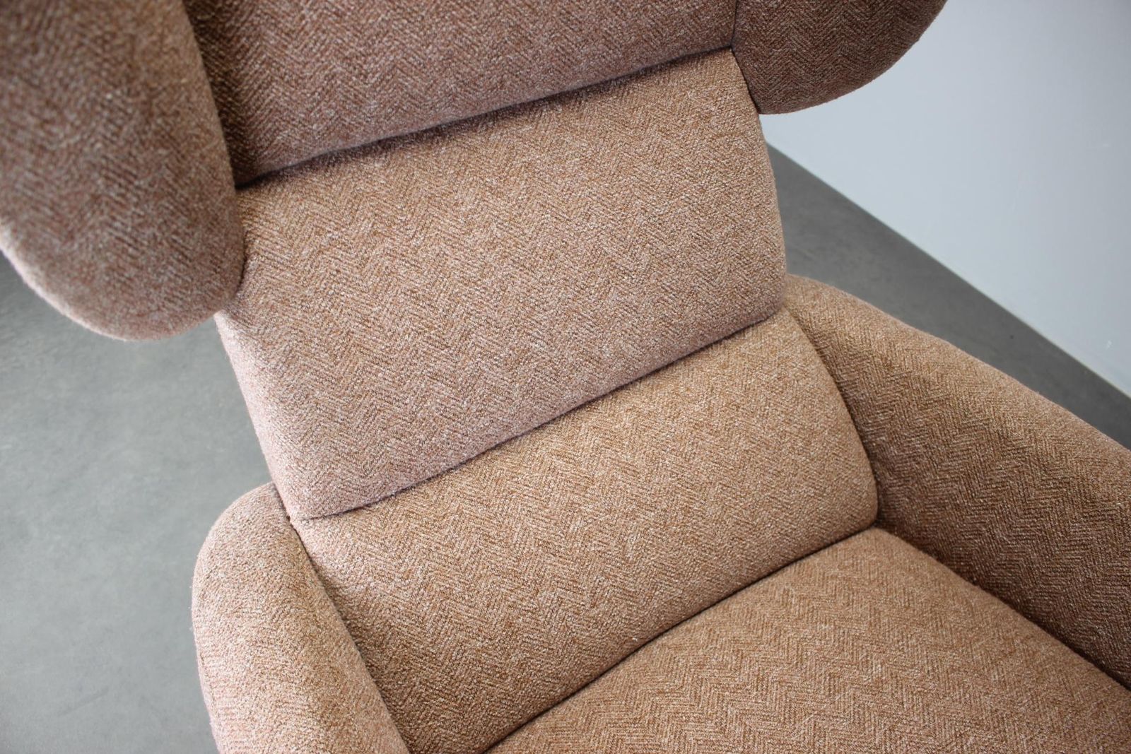 Mid Century Wingback Lounge Chair In Pink Fabric Czechoslovakia 1970s photo vintage