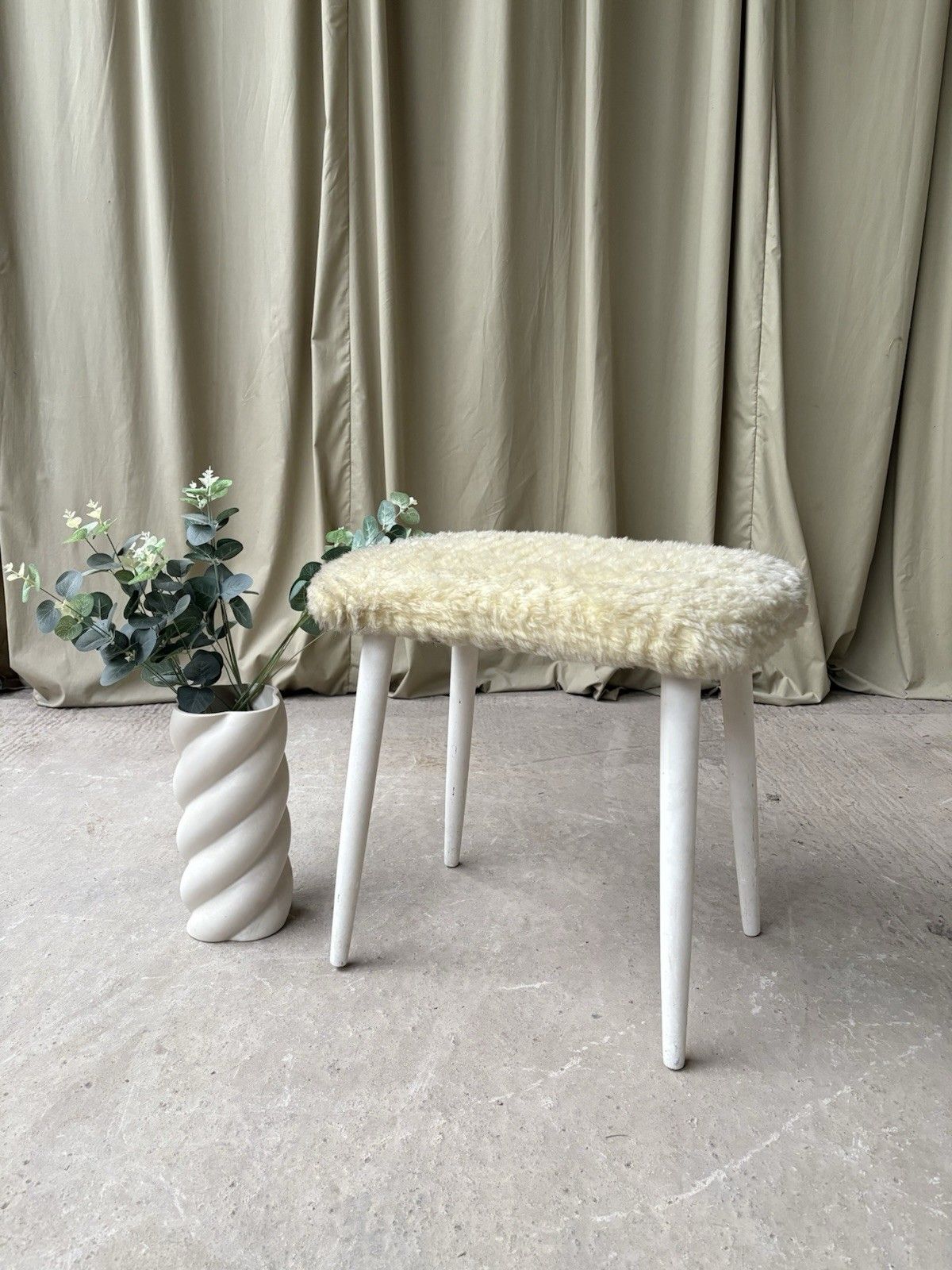 Vtg Mid Century Footstool Stool Retro Danish Scandi R948