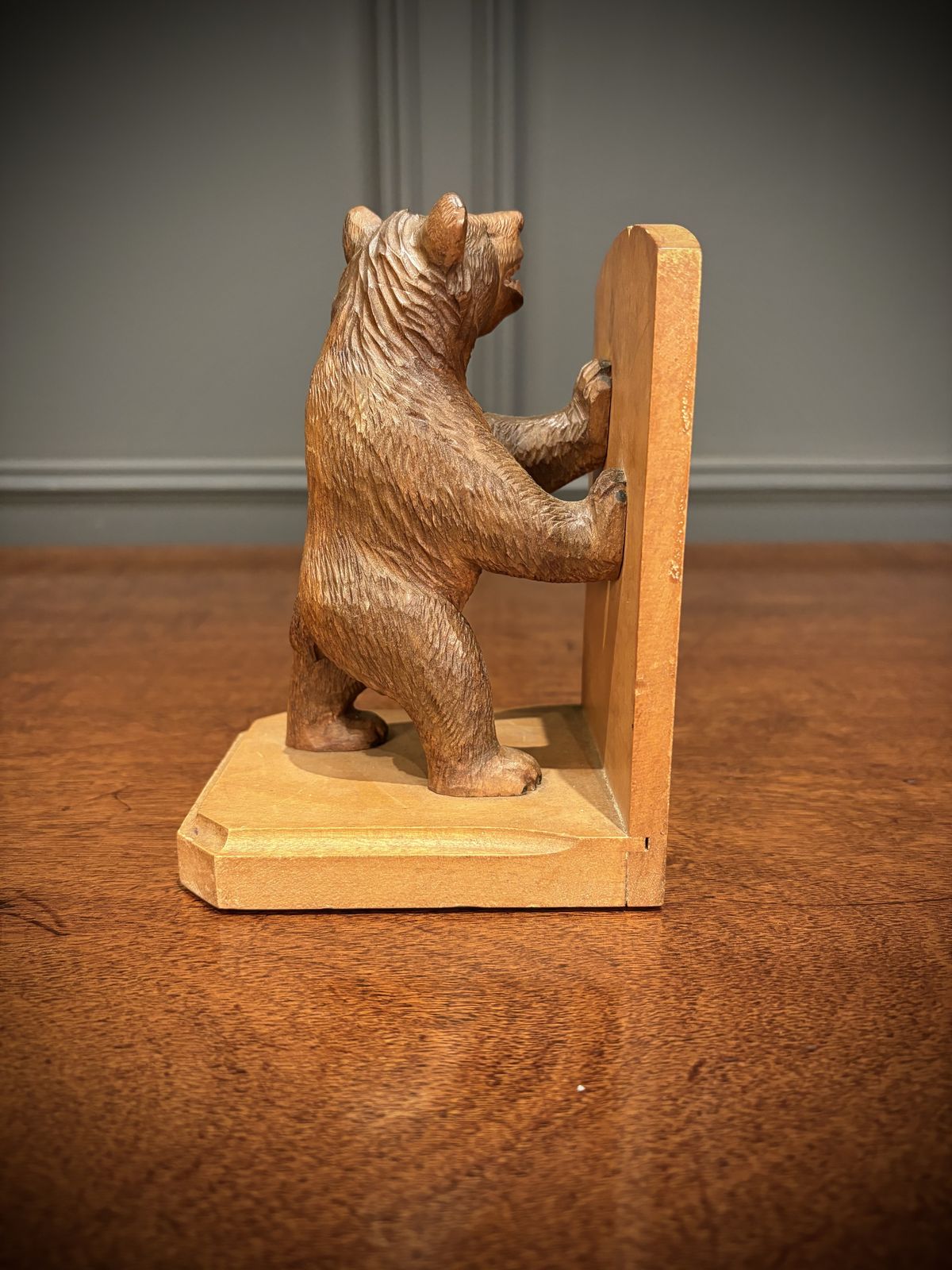 Pair Of Carved Black Forest Bear Bookends photo for sale