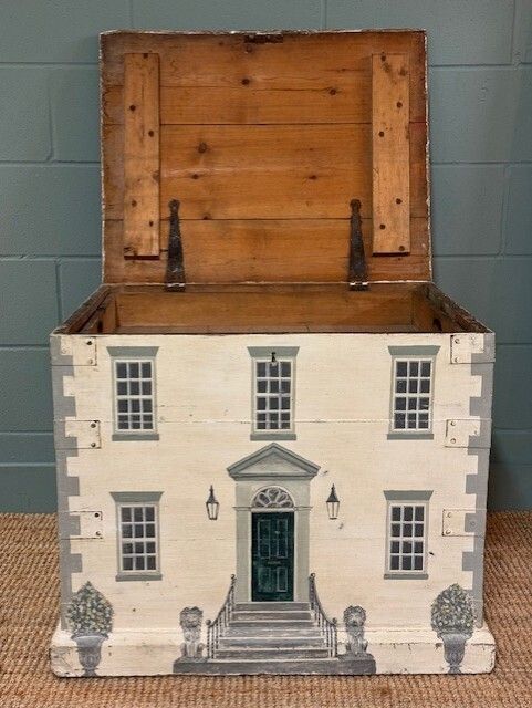 Victorian Silver Chest Painted In The Style Of A Manor House photo furniture