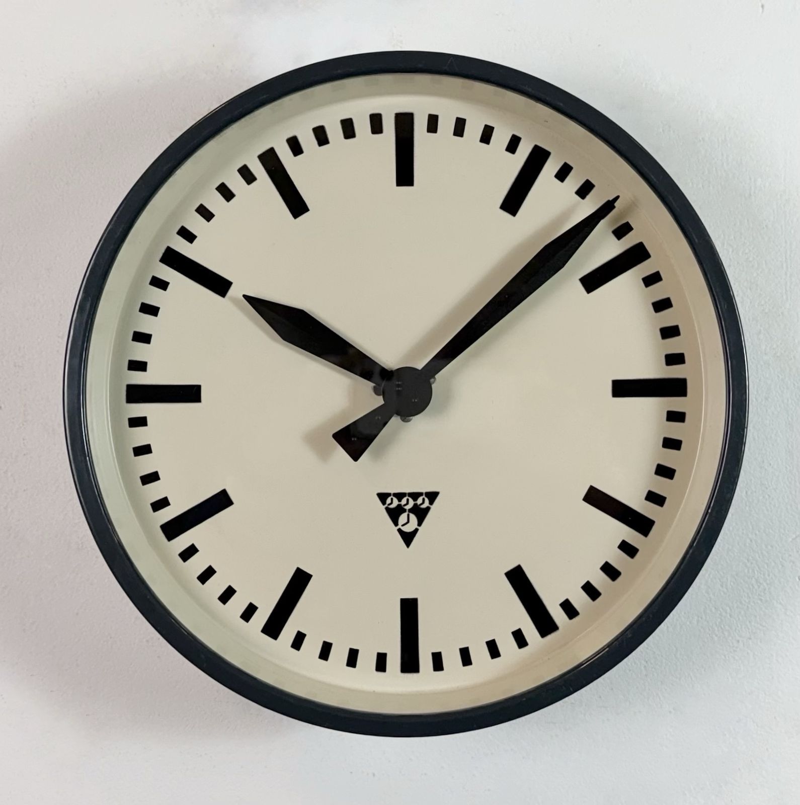 Dark Grey Industrial Factory Wall Clock From Pragotron, 1960s photo for sale