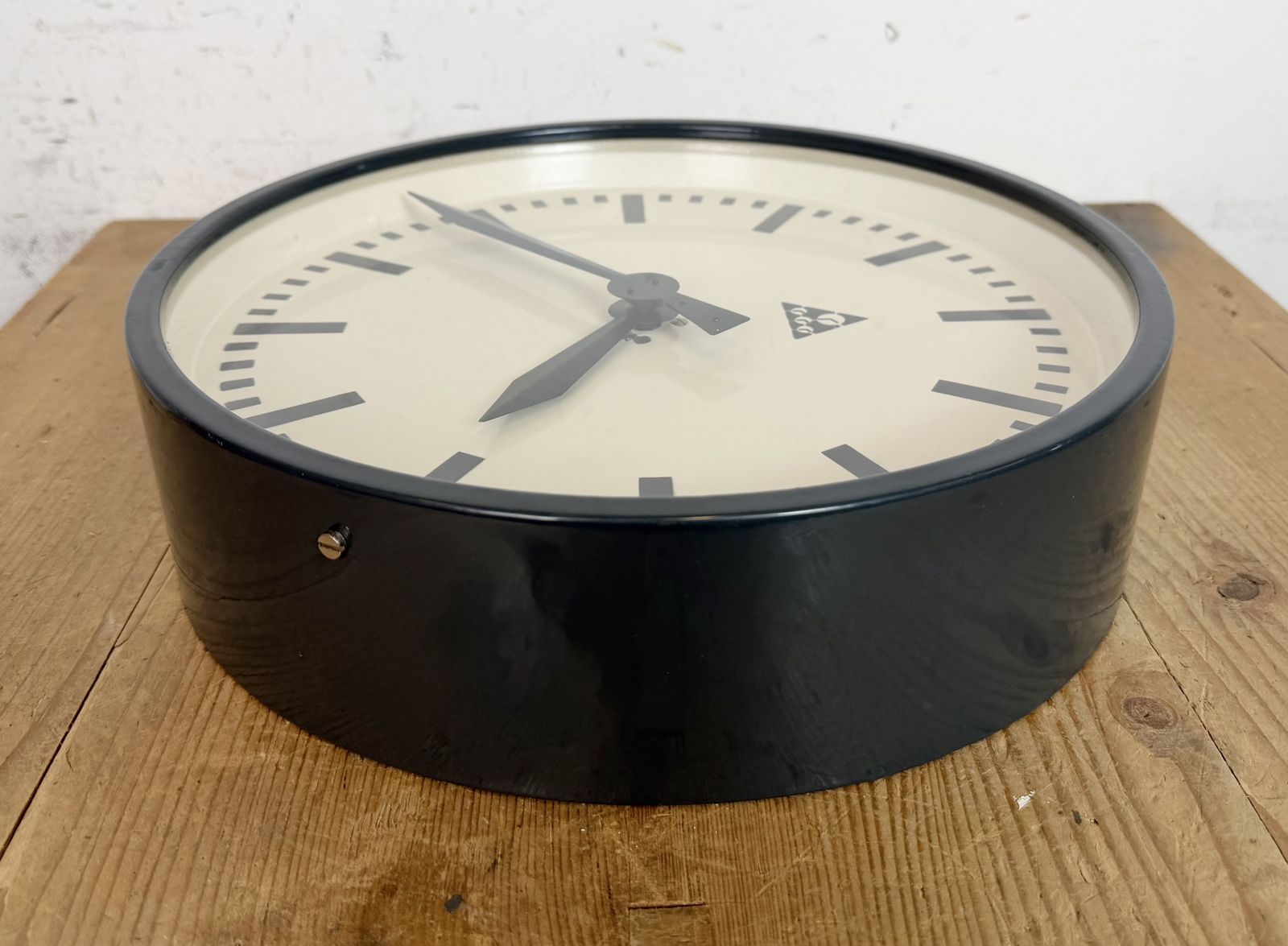 Dark Grey Industrial Factory Wall Clock From Pragotron, 1960s photo 289.0