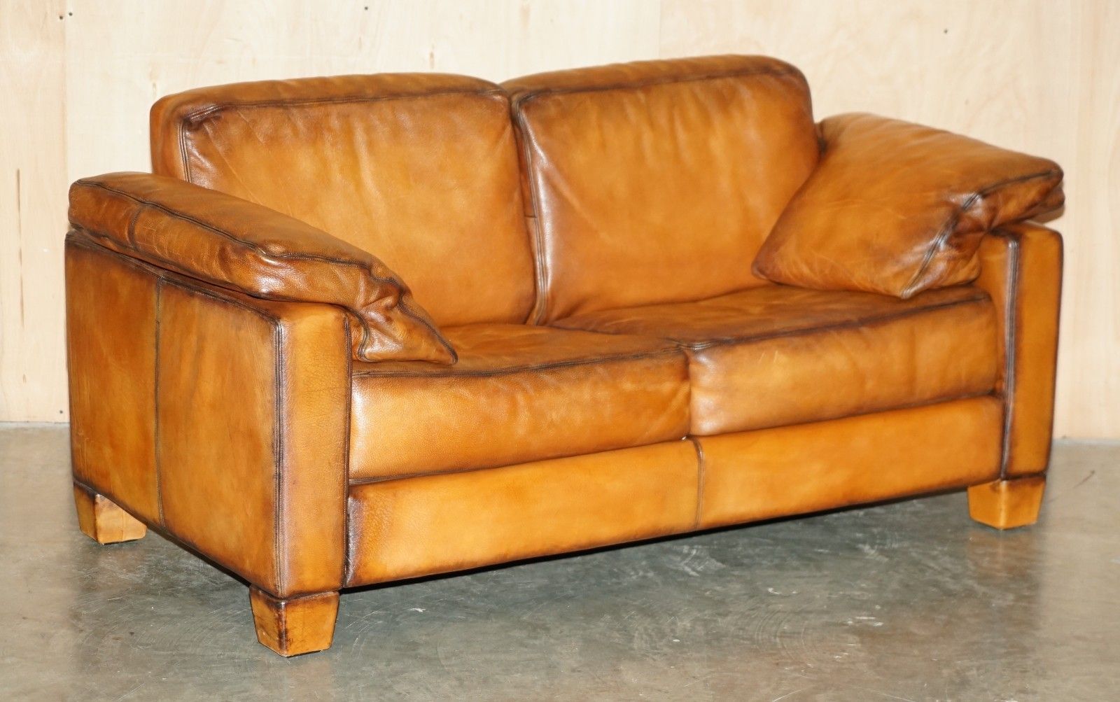 Restored De Sede Ds17 Brown Buffalo Neck Leather Two Seat Sofa Part Of Suite photo furniture