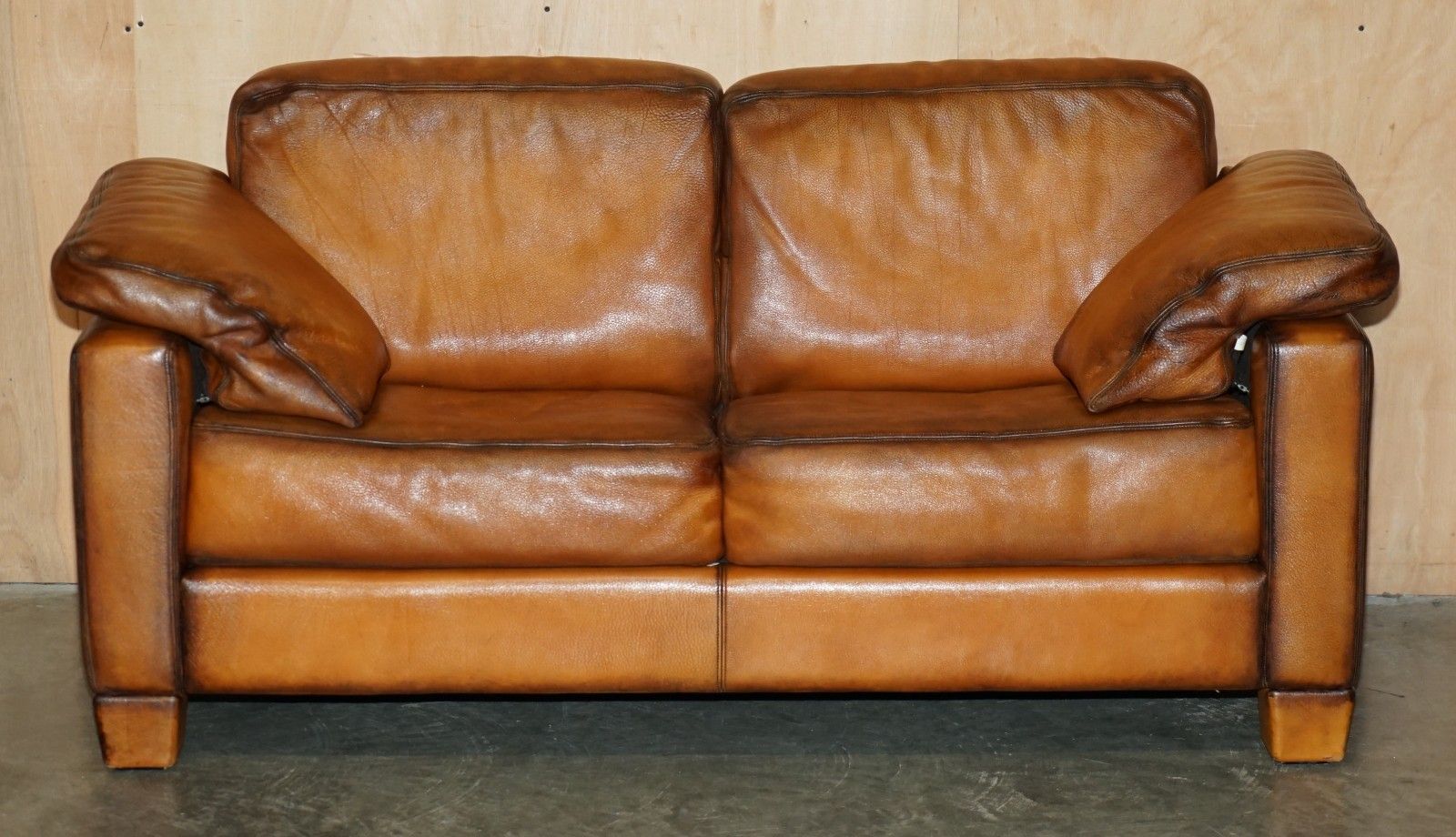 Restored De Sede Ds17 Brown Buffalo Neck Leather Two Seat Sofa Part Of Suite photo for sale