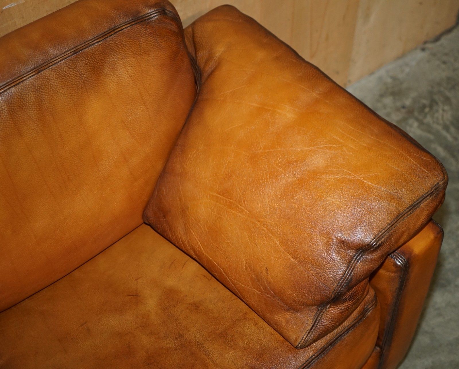 Restored De Sede Ds17 Brown Buffalo Neck Leather Two Seat Sofa Part Of Suite photo vinterior