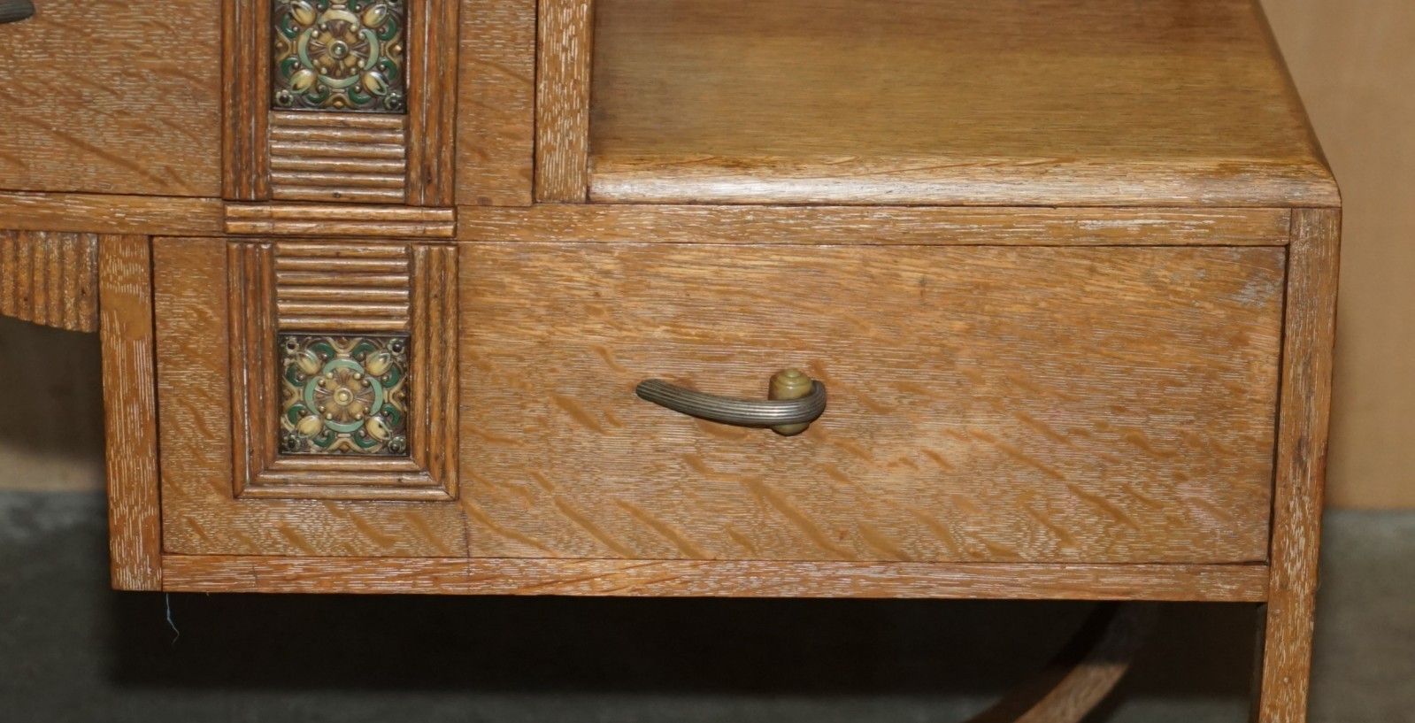 Art Deco Heals London Limed Oak Dressing Table & Stool Part Of A Large Suite photo buy
