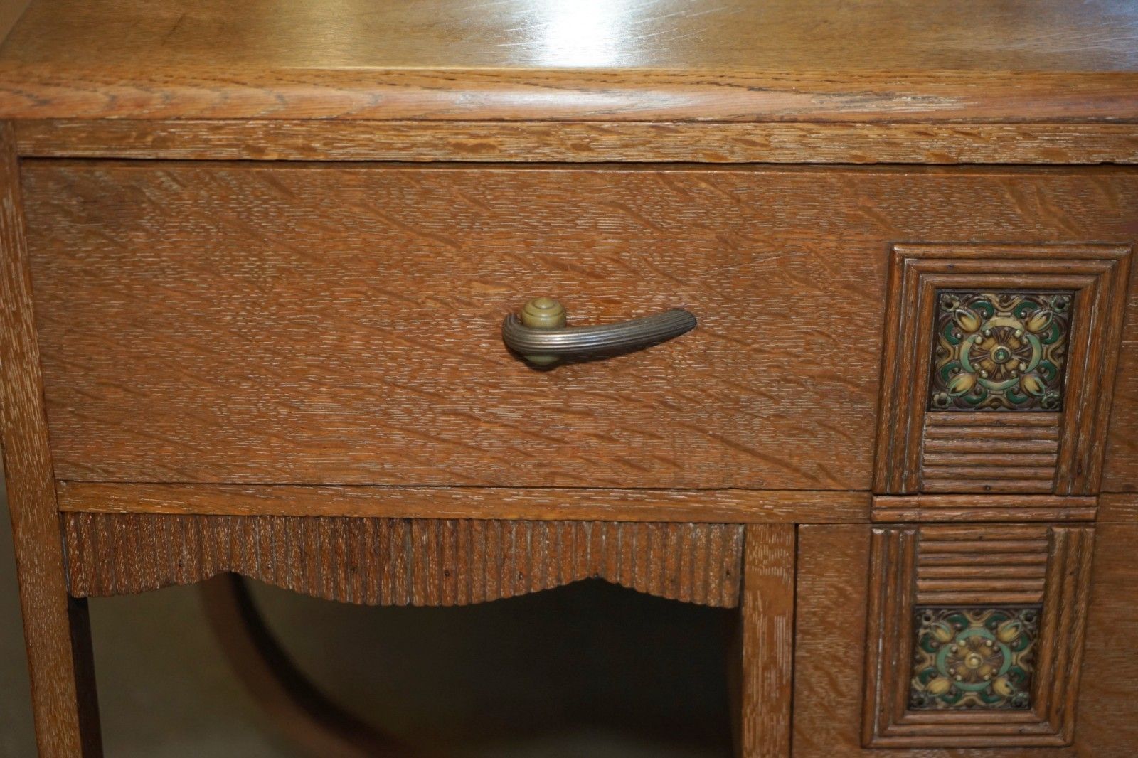 photo furniture Art Deco Heals London Limed Oak Dressing Table & Stool Part Of A Large Suite
