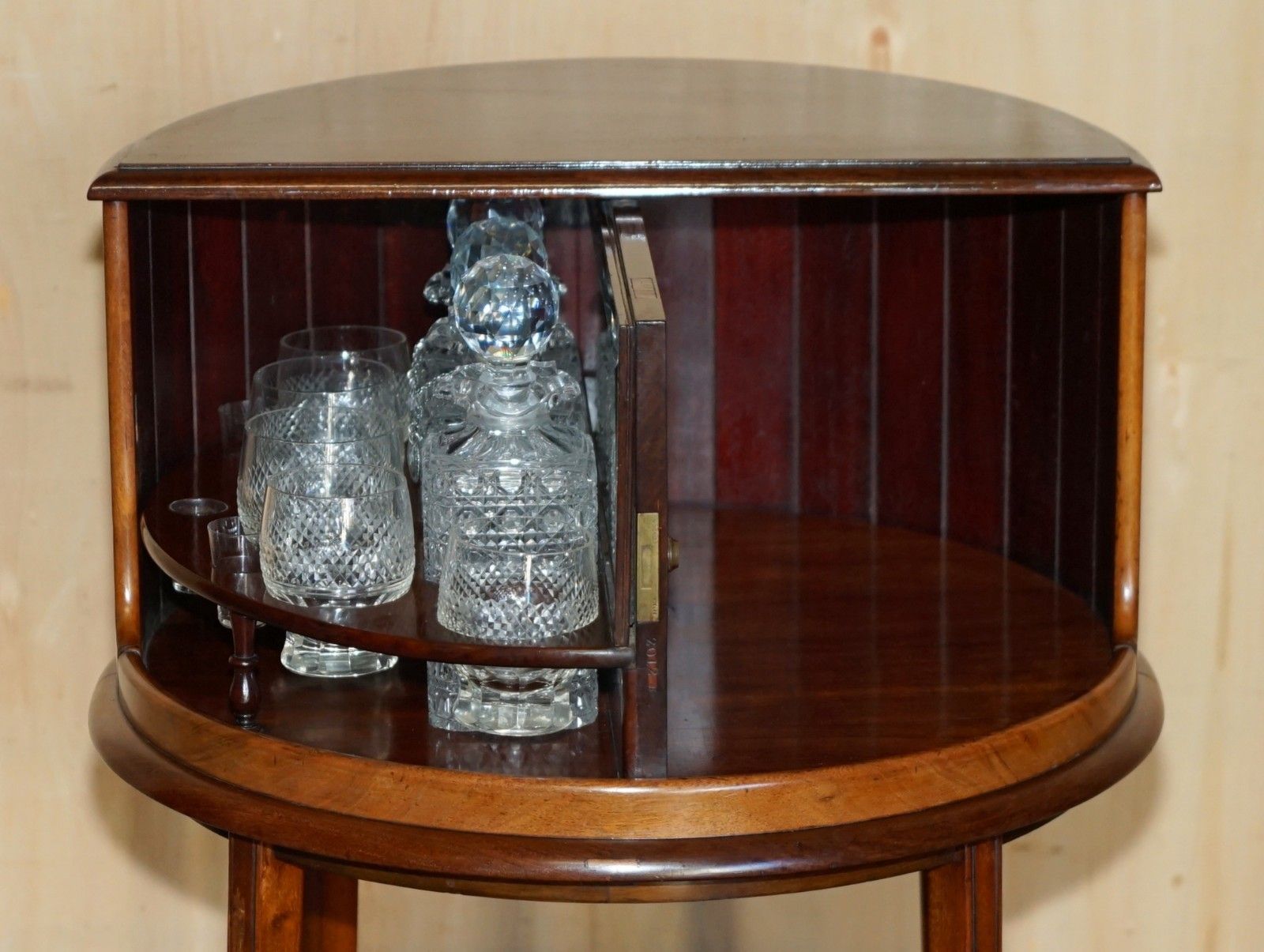 Antique Victorian 1880 Mahogany Cut Glass Crystal Spinning Drinks Cabinet Table photo 4950.0