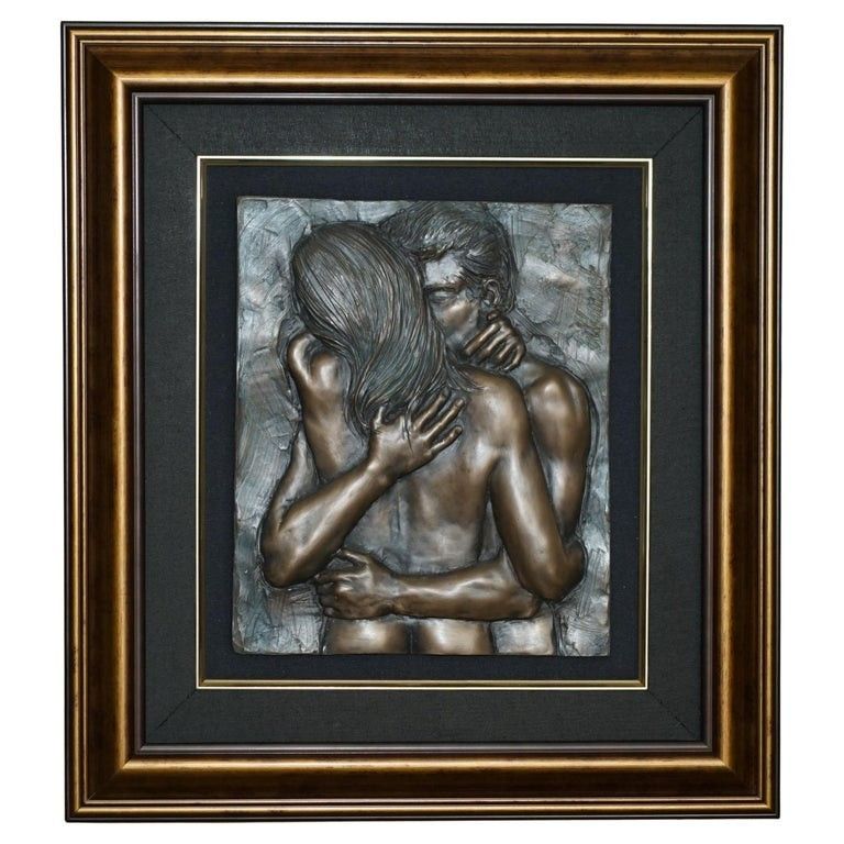 Stunning Circa 2000 Bill Mack Careless Bronze Plaster 3d Picture Of Two Lovers