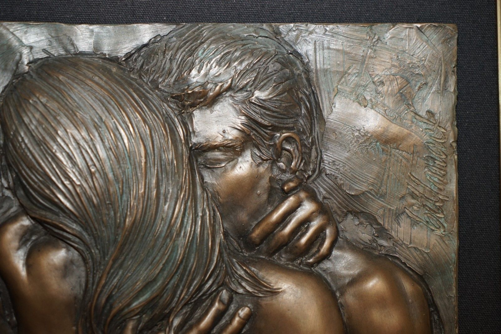 Stunning Circa 2000 Bill Mack Careless Bronze Plaster 3d Picture Of Two Lovers photo buy