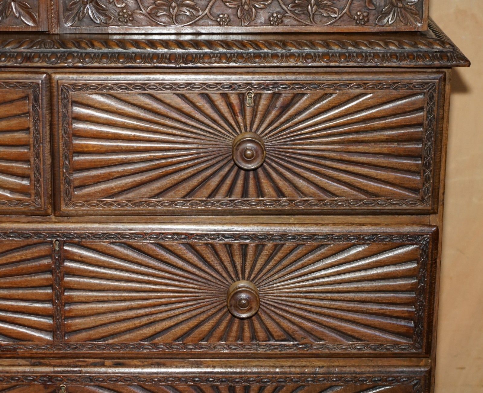 photo buy Antique 19th Century Colonial Anglo Indian Rosewood Bookcase On Chest Of Drawers