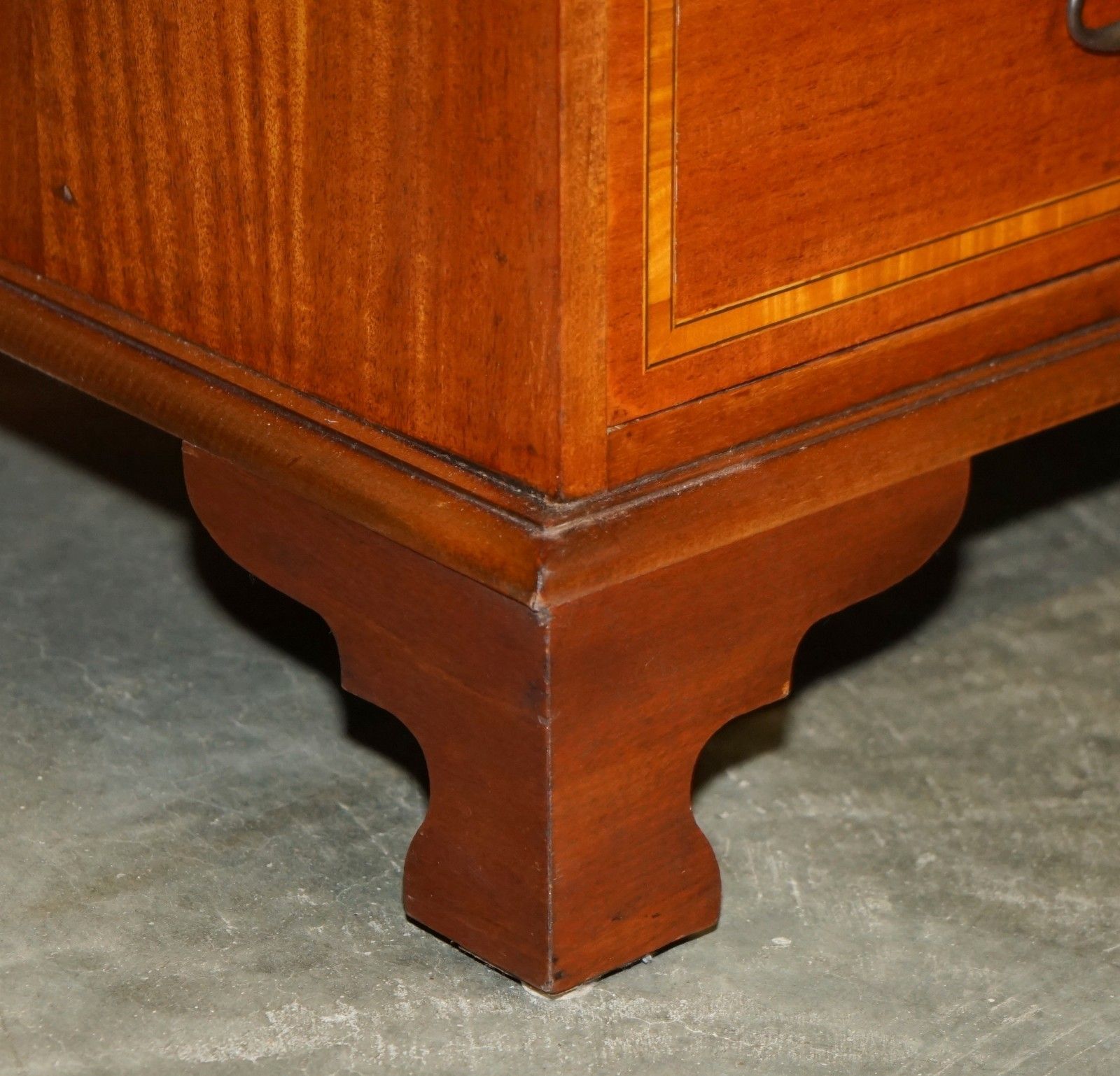 Pair Of Restored Mahogany & Satinwood Antique Sheraton Revival Chest Of Drawers photo 3950.0