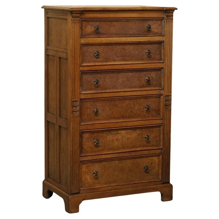 Stunning Antique Circa 1900 Pollard Burr Burl Oak Large Tallboy Chest Of Drawers
