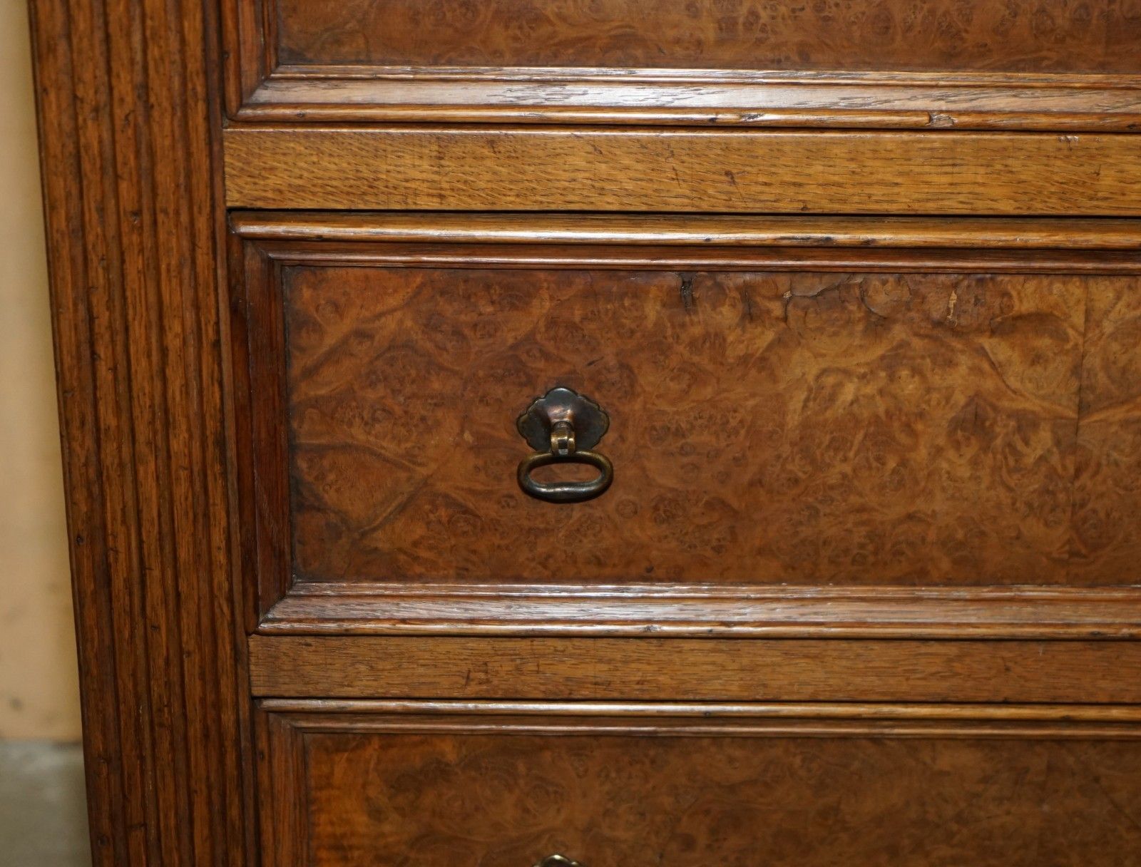 Stunning Antique Circa 1900 Pollard Burr Burl Oak Large Tallboy Chest Of Drawers photo vintage