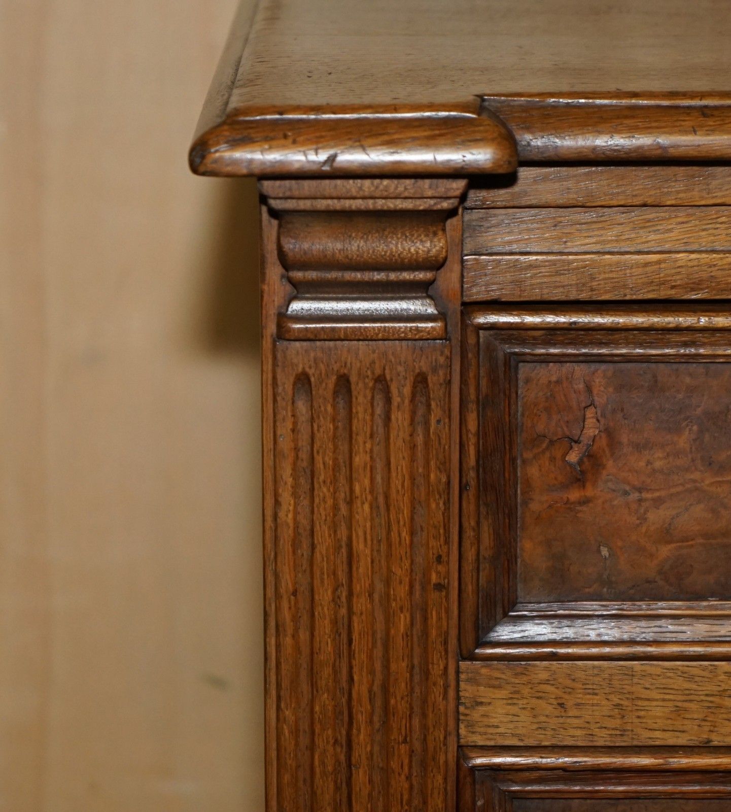 photo for sale Stunning Antique Circa 1900 Pollard Burr Burl Oak Large Tallboy Chest Of Drawers