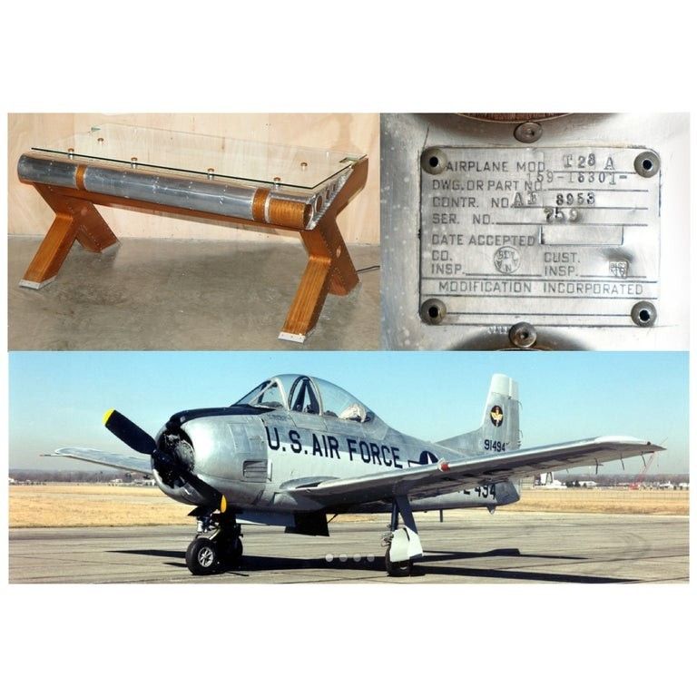 Original Stamped Giancarlo De Astis T 28 A Trojan Aeroplane Wing Aviator Desk
