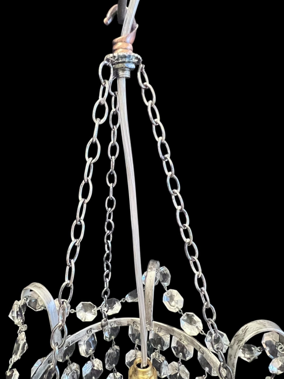 photo furniture A Pair Of One Light English Antiqe Silver Bag Chandeliers