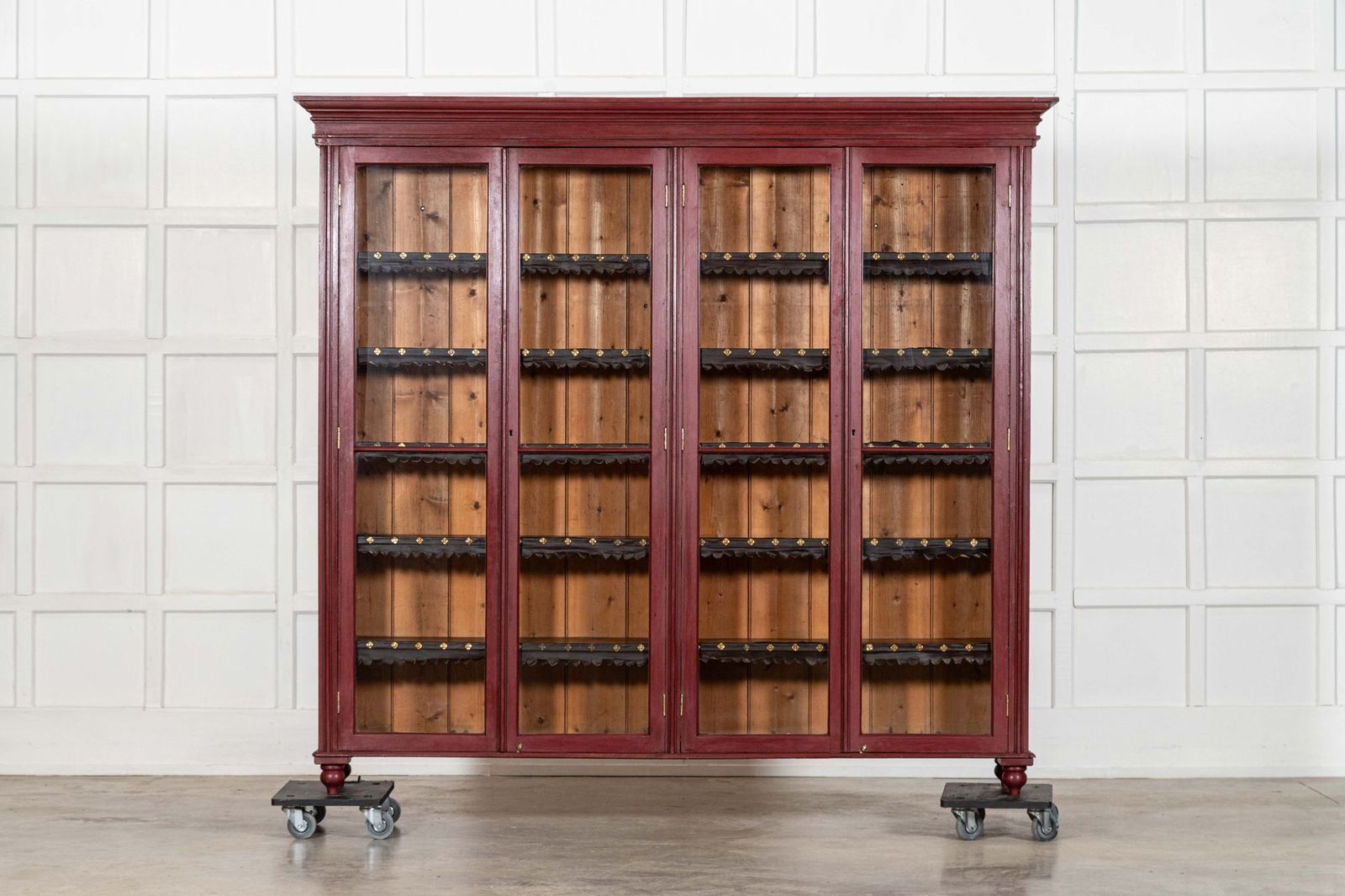 Large English 19thc Painted Glazed Pine Bookcase