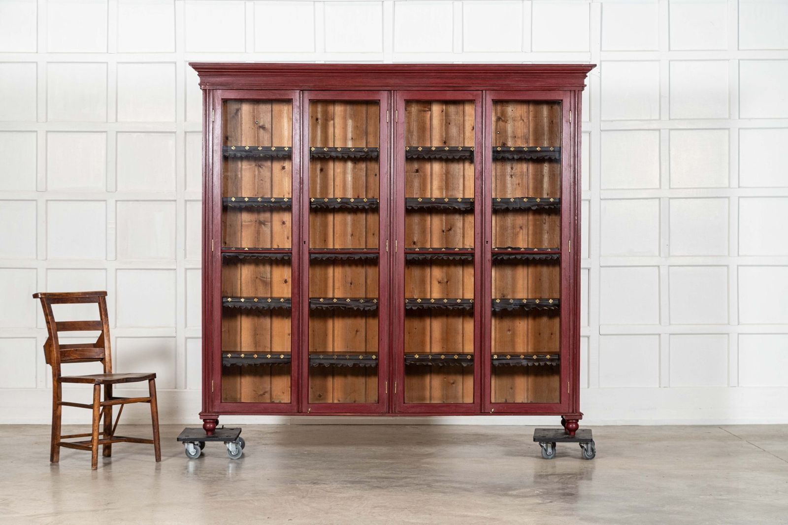 Large English 19thc Painted Glazed Pine Bookcase photo Furniture