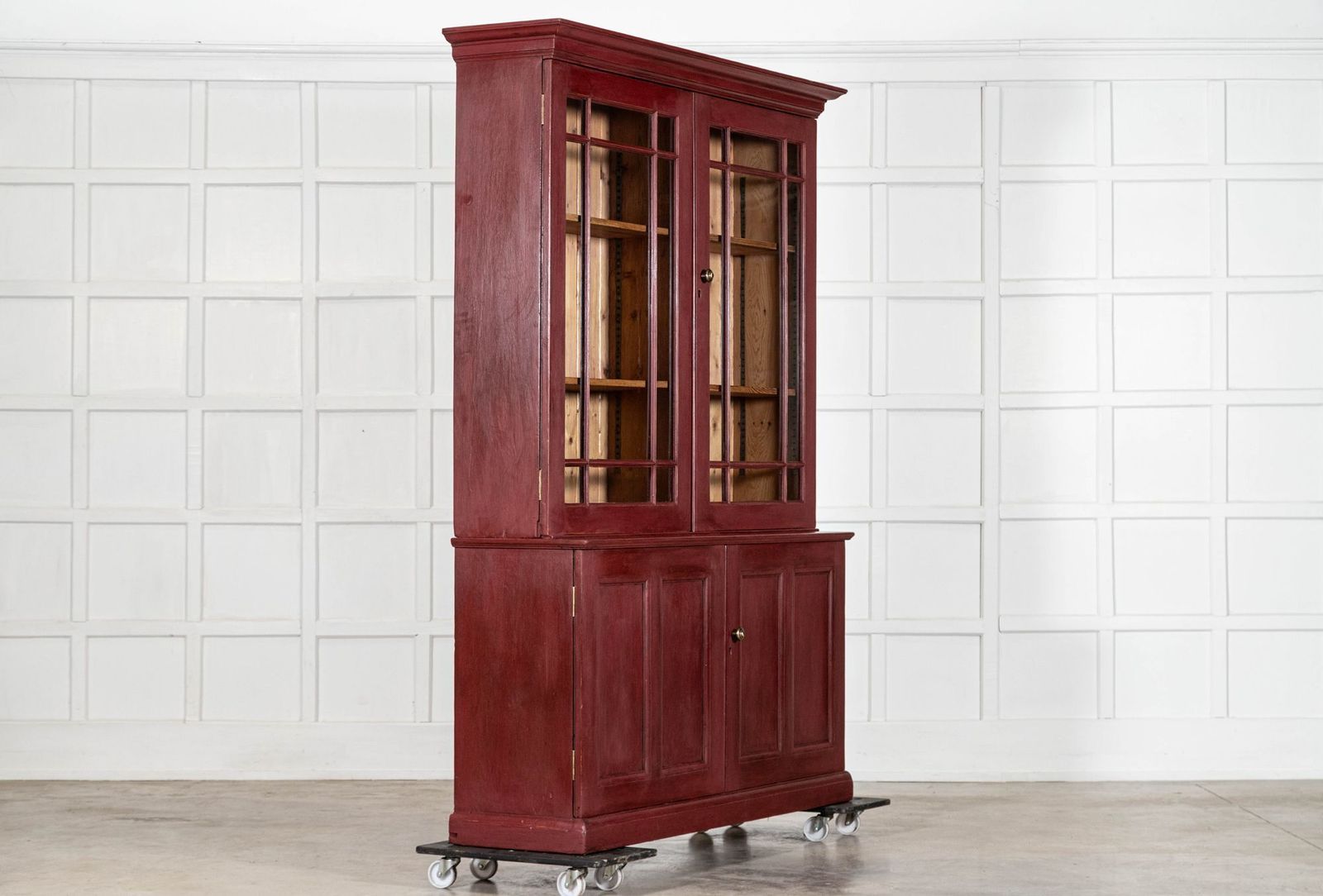 Large 19thc English Pine Glazed Dresser/Bookcase photo for sale