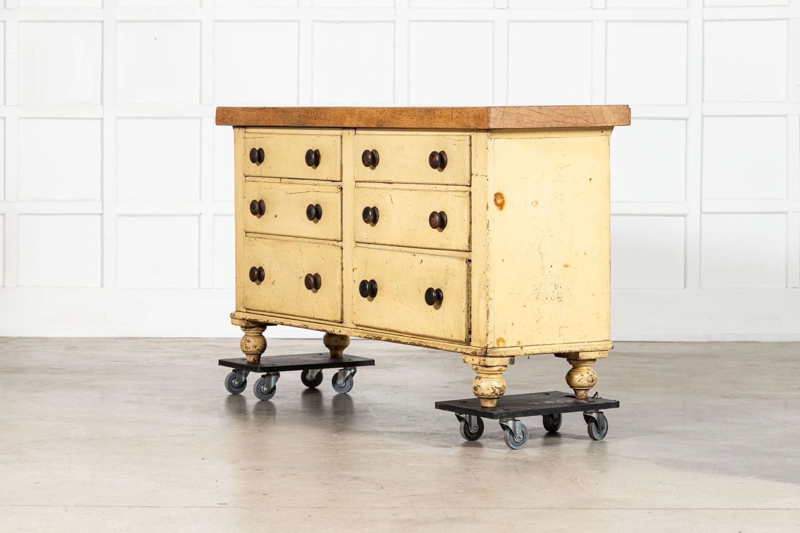 English 19thc Elm Top Pine Dresser Base Drawers photo 3968.0