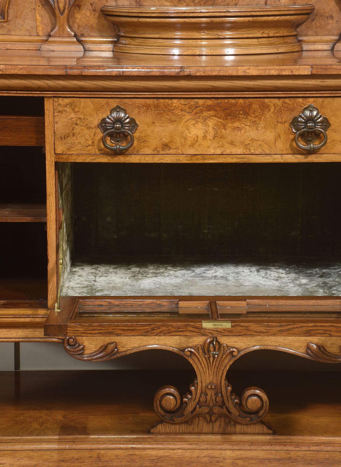 Carved Pollard Oak Sideboard, 1800s photo for sale
