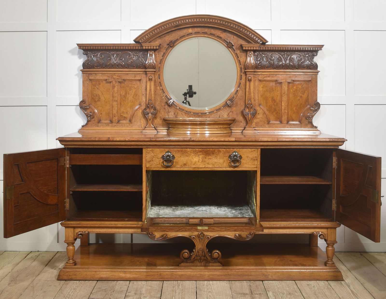 Carved Pollard Oak Sideboard, 1800s photo Furniture