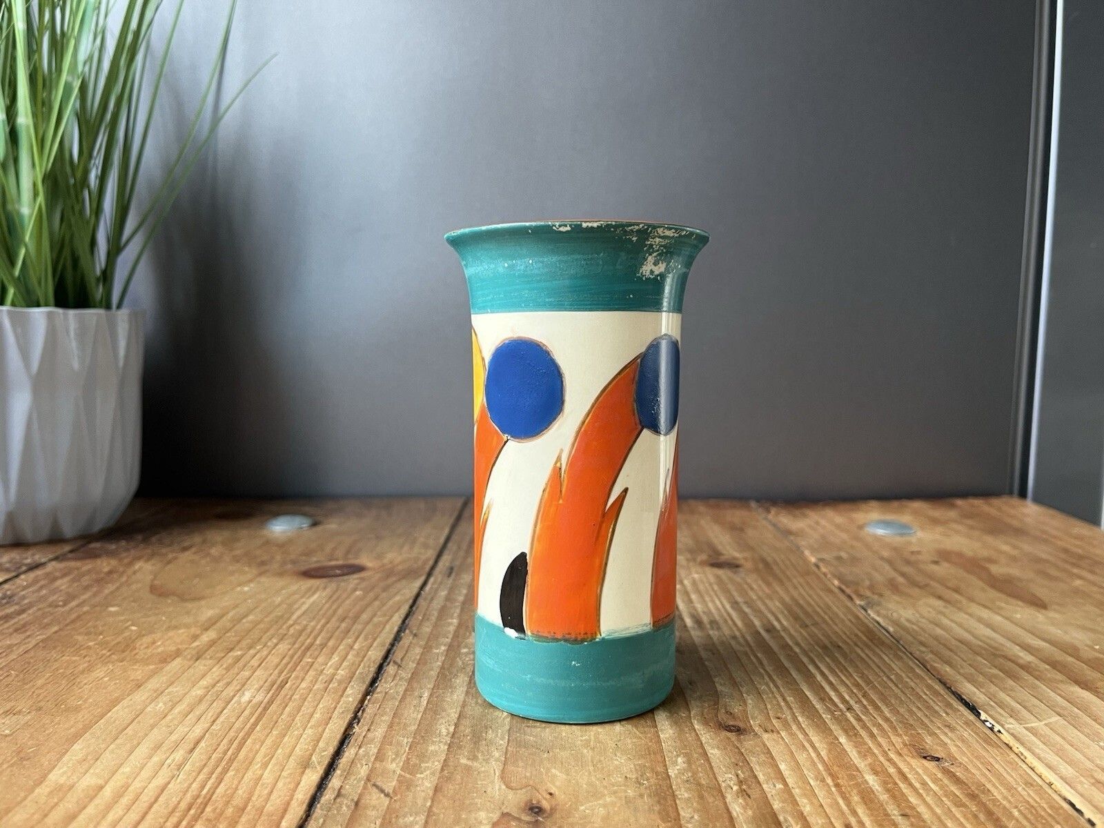 Abstract Art Deco Arabian Arcadian Ware 773 Pottery Clarice Cliff Style Vase 30s photo for sale