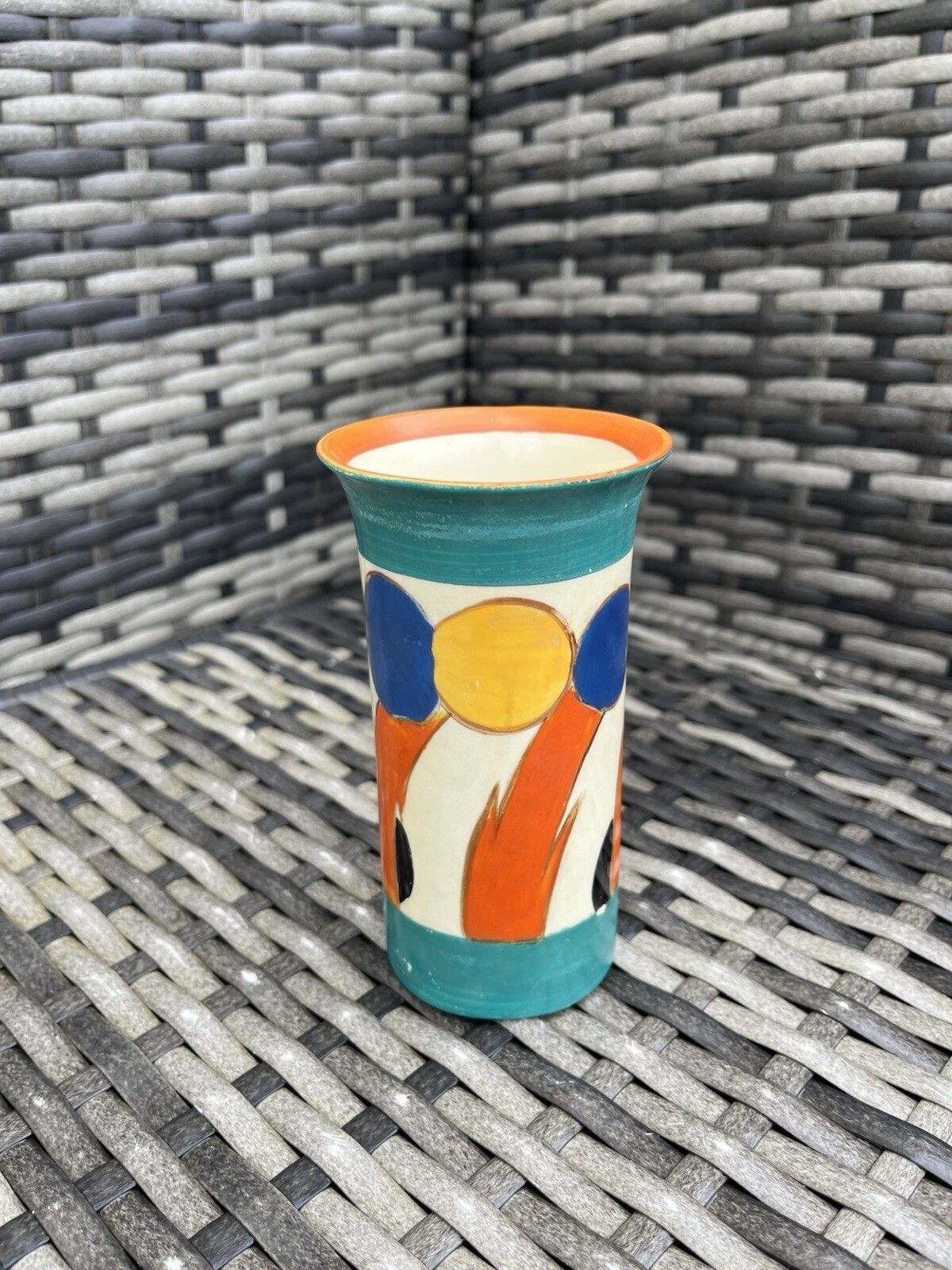 Abstract Art Deco Arabian Arcadian Ware 773 Pottery Clarice Cliff Style Vase 30s photo vintage