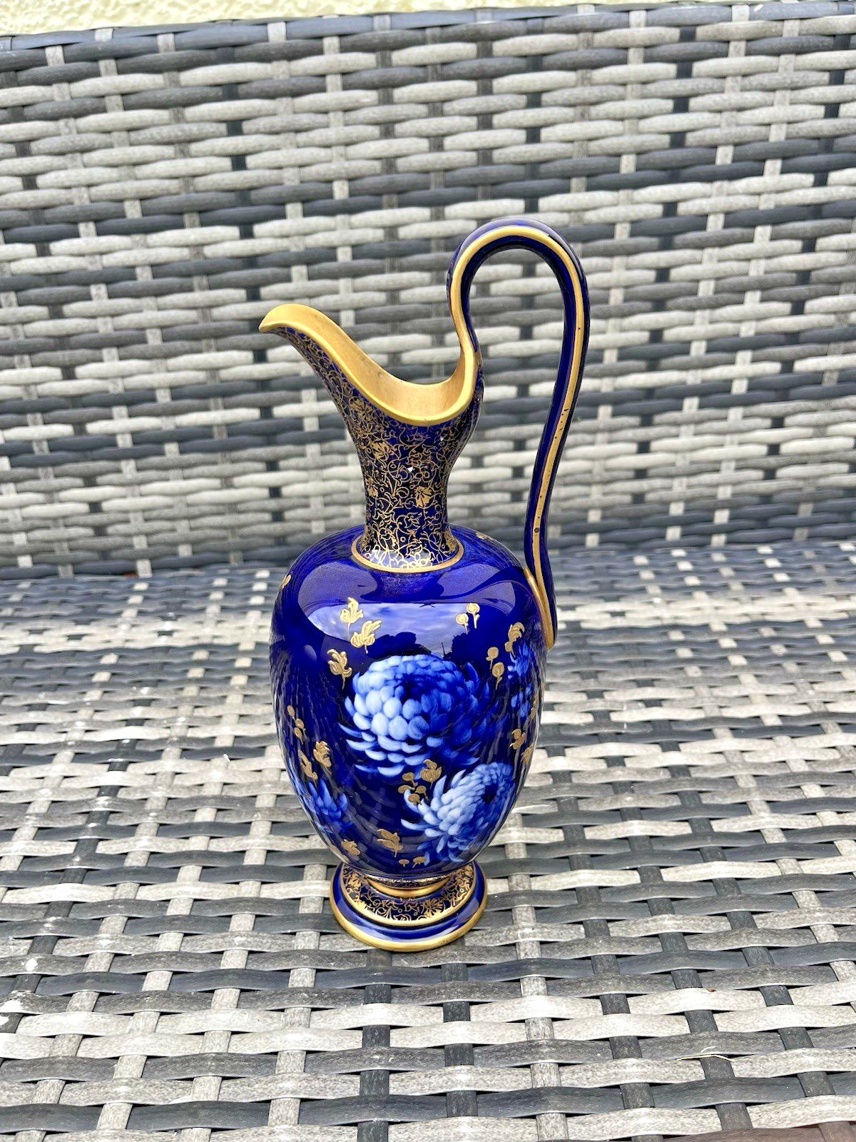 Rare Antique Corolian Ware Doulton Burslem J Kelsall Cobalt & Gilt Jug Ewer Vase