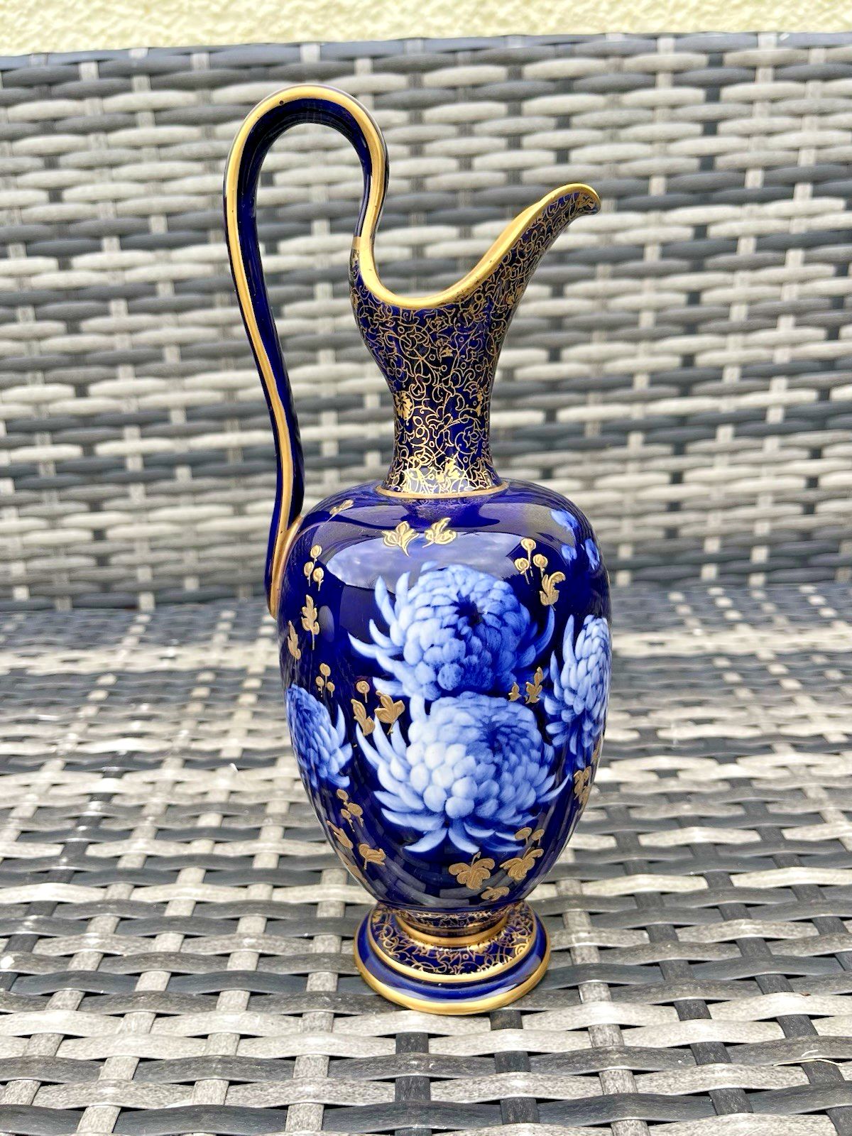 Rare Antique Corolian Ware Doulton Burslem J Kelsall Cobalt & Gilt Jug Ewer Vase photo vintage