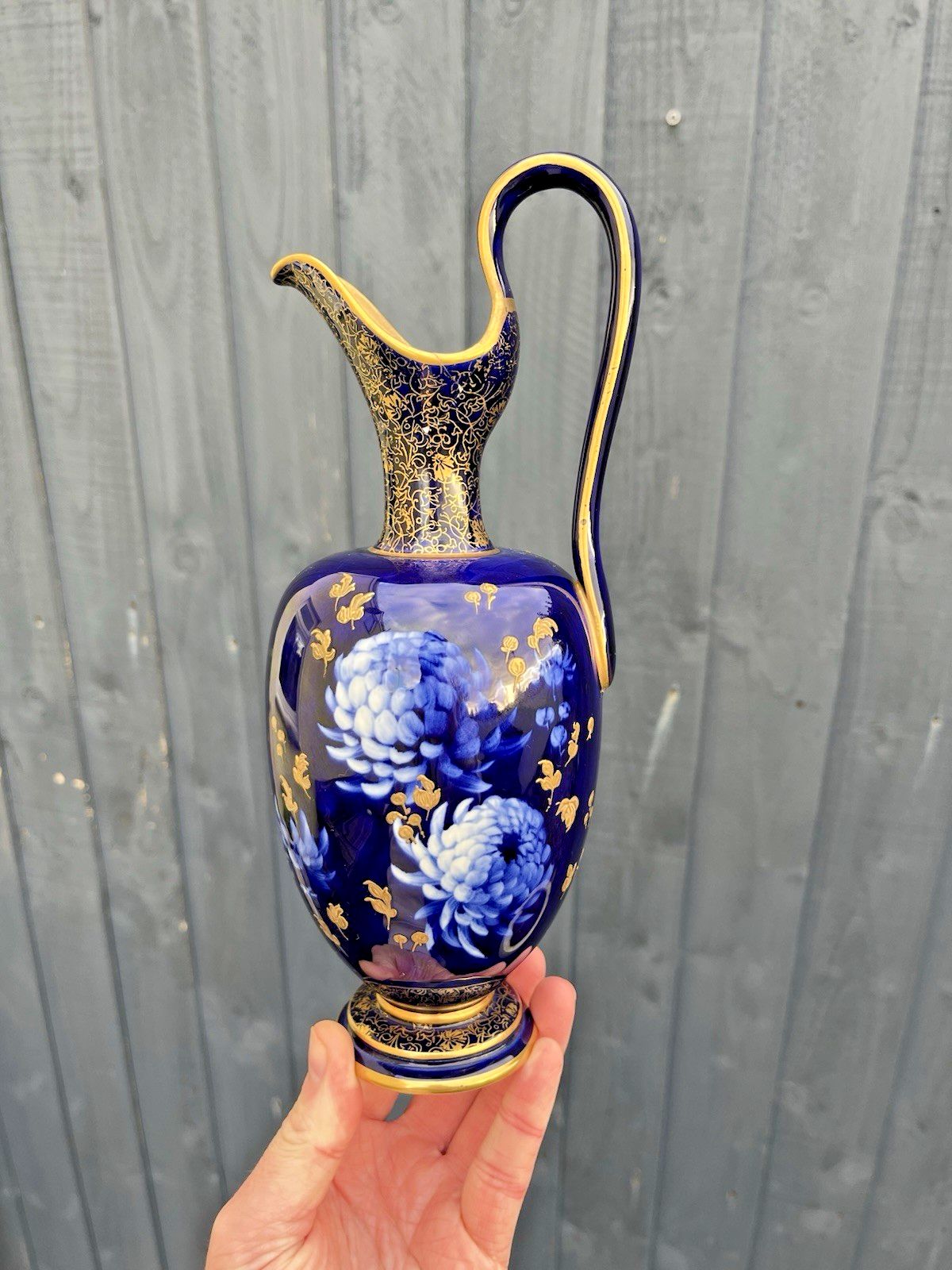 photo buy Rare Antique Corolian Ware Doulton Burslem J Kelsall Cobalt & Gilt Jug Ewer Vase
