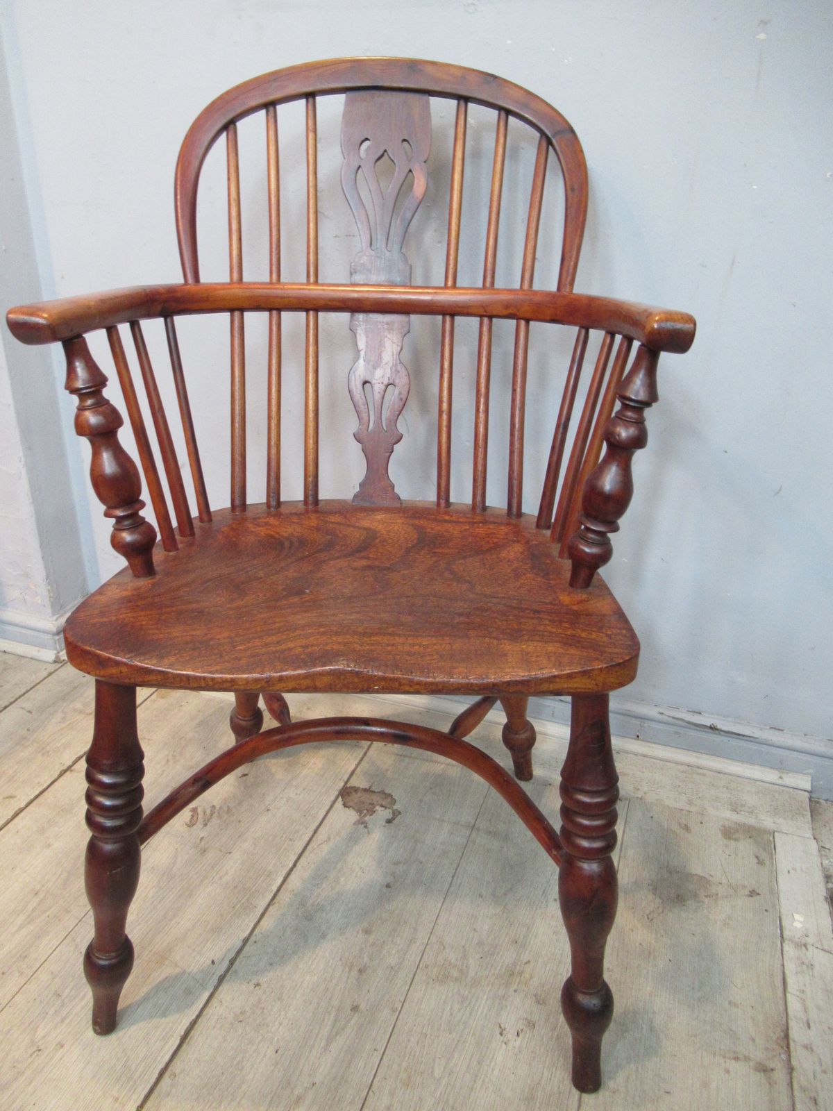 Antique   19th Century Yew Wood Windsor Arm Chair photo for sale