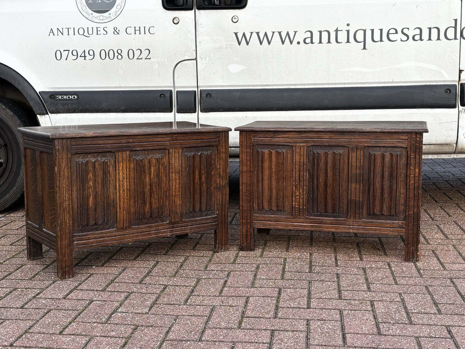 Pair Of Small Oak Coffers, Rare To Have A Pair. photo furniture