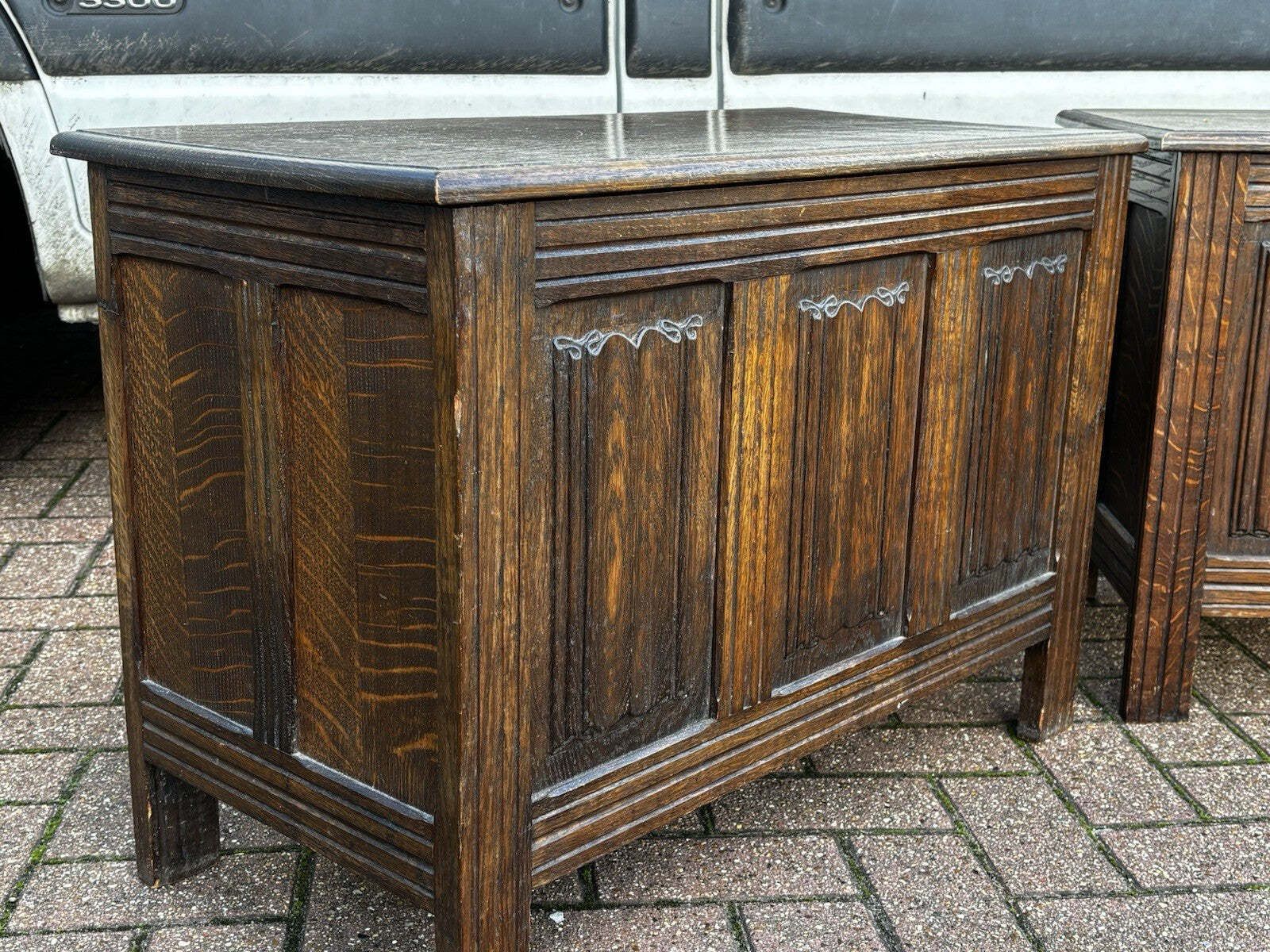 Pair Of Small Oak Coffers, Rare To Have A Pair. photo Furniture