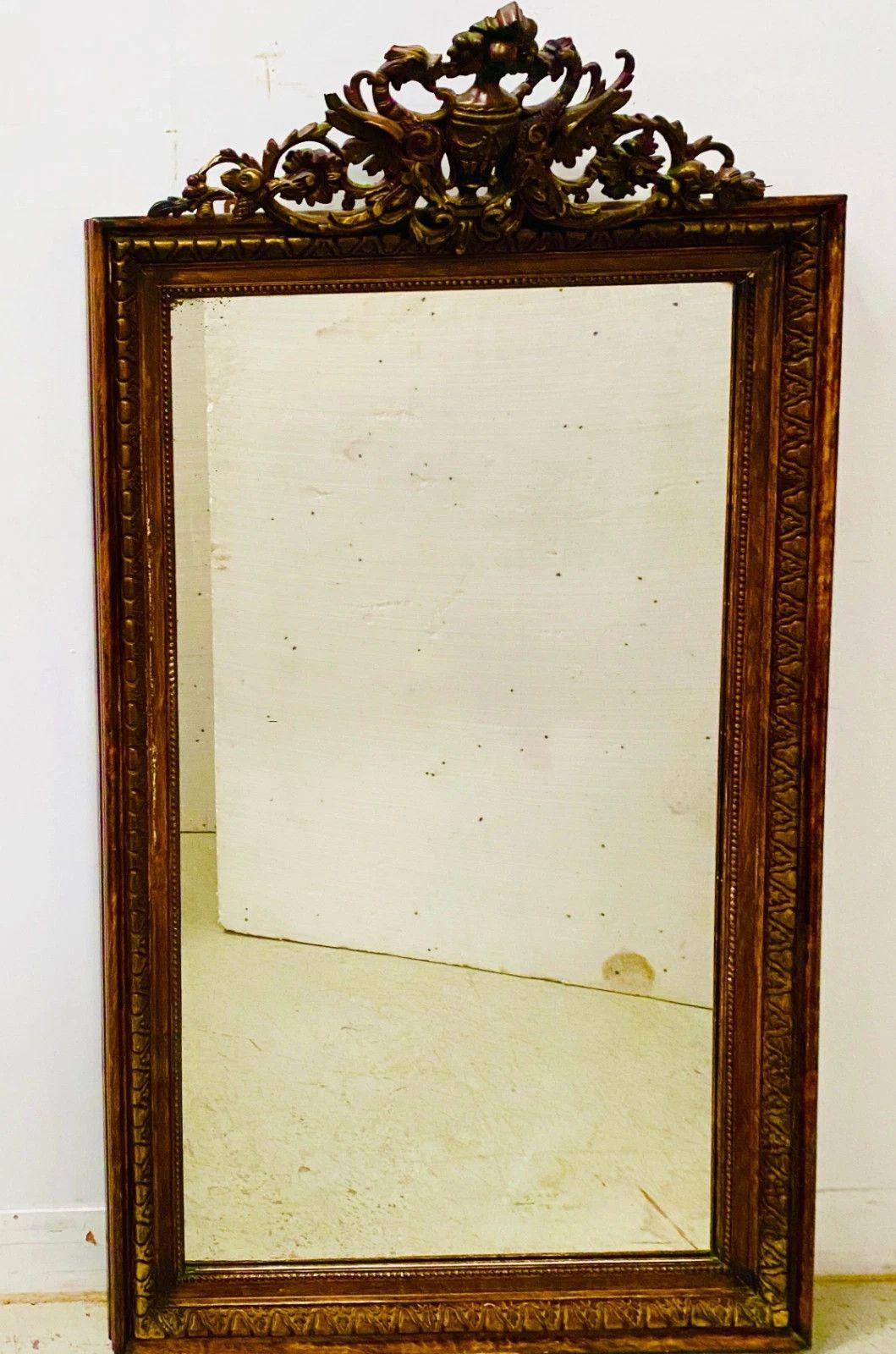 Napoleon III Style Mirror In Wood And Patinated Stucco 20th Century photo vintage