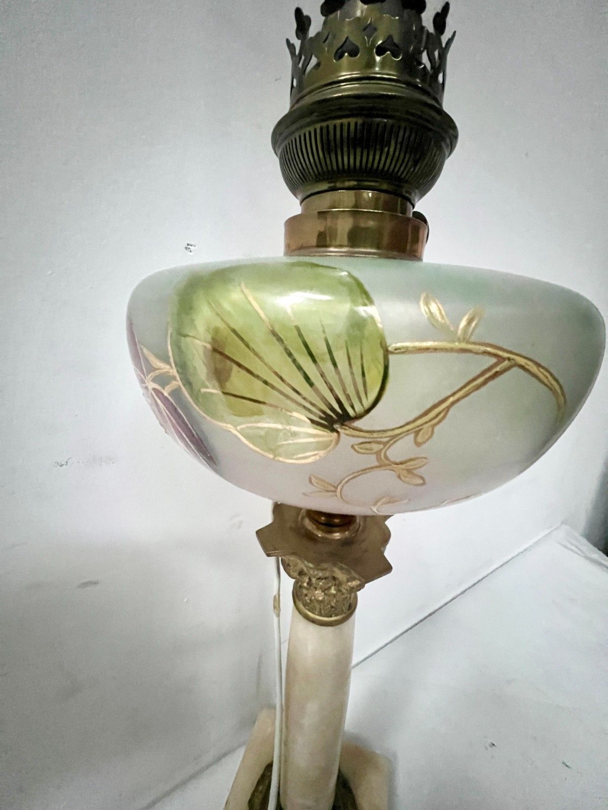 photo for sale 19th Century Marble And Bronze Oil Lamp Stand