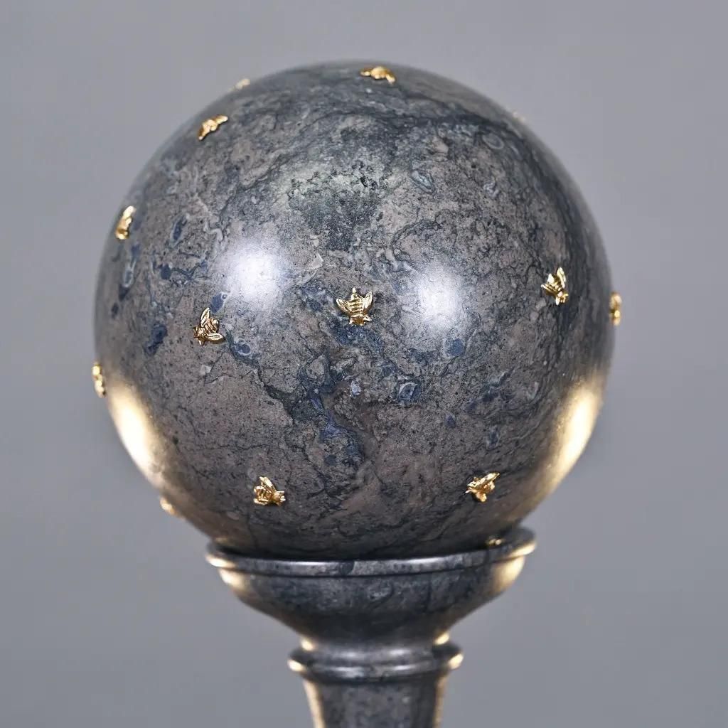 Grey/Black Marble Cup And Ball Game With Gilt Bees, Classic Empire Style photo for sale