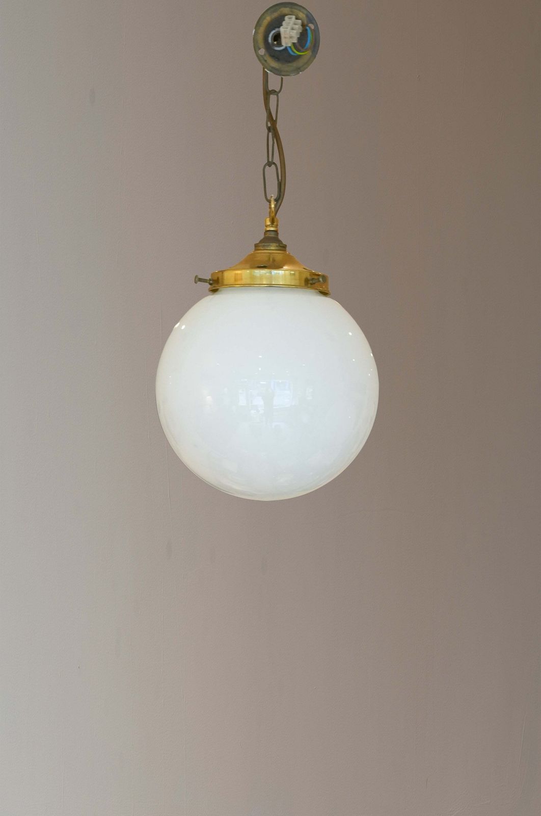 3 X Globe Graduating Size Opaline Pendant Lights photo for sale