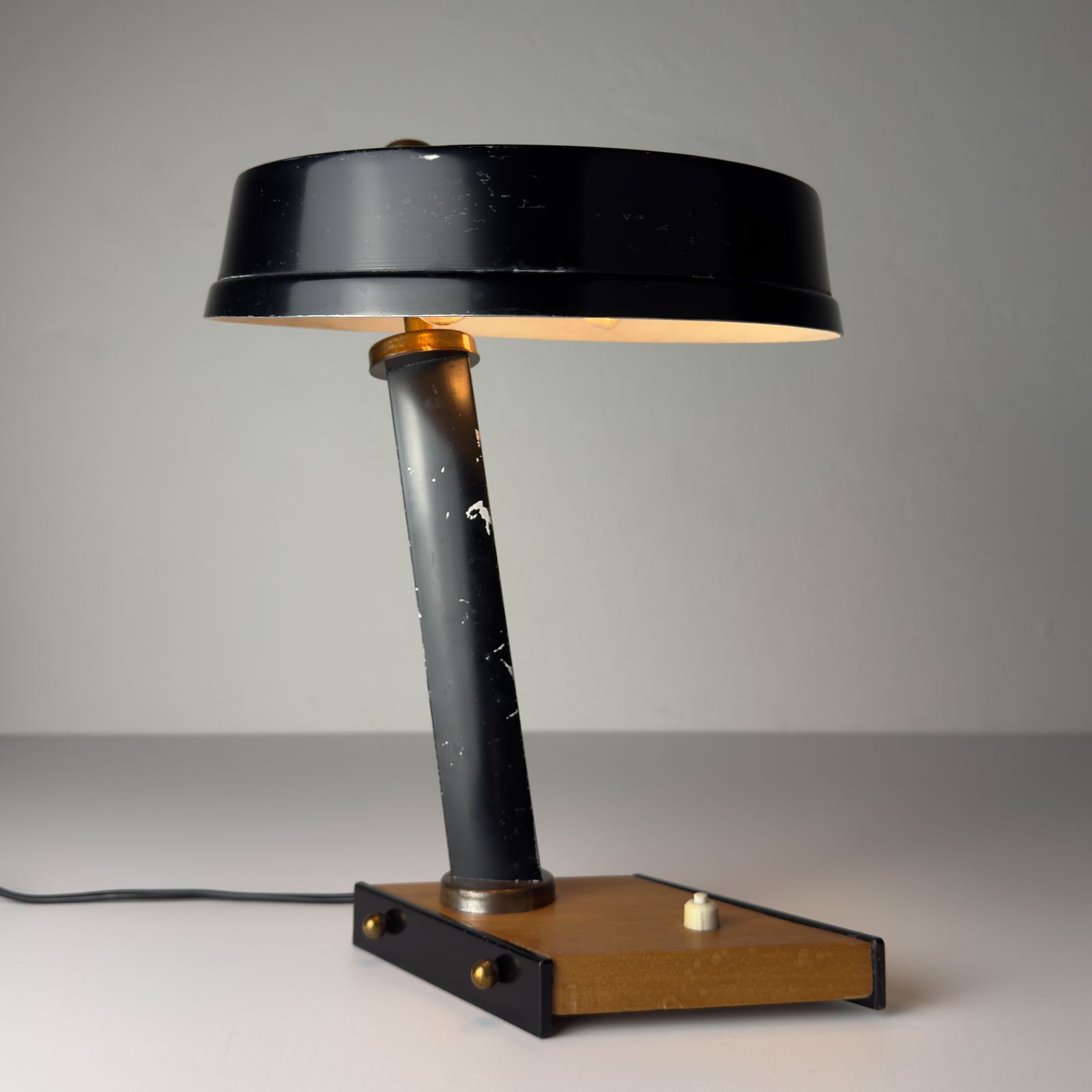 Lighting Vintage Metal Desk Lamp By Oscar Torlasco, Italy 1950s photo