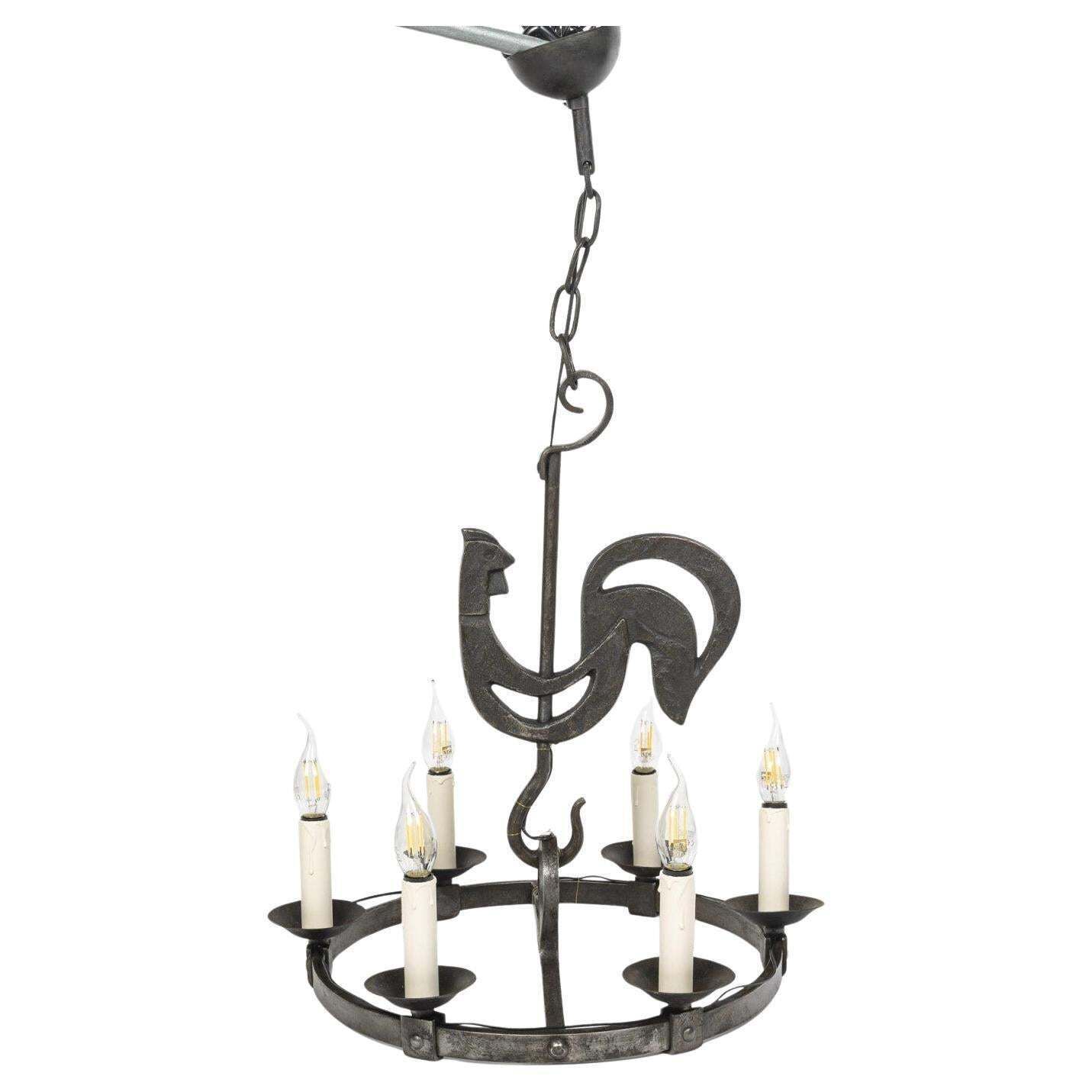 Wrought Iron Chandeliers From The 1950s 1960s By Jean Touret Marolles Workshop