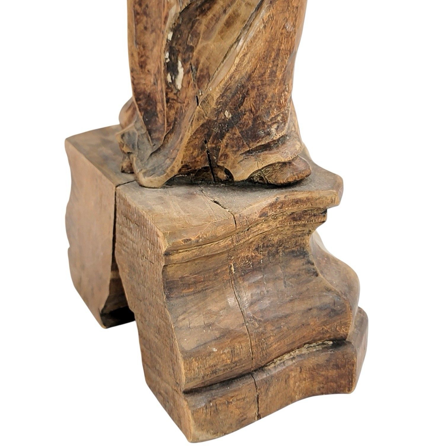 Art Major Antique 17th/18th C Baroque Carved Wood Christ Statue Altarpiece Figure photo
